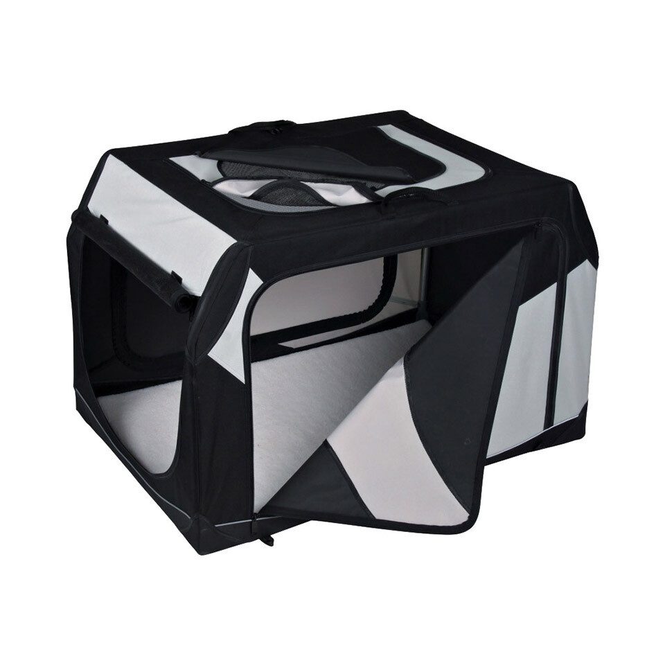 TRIXIE Hunde-Transportbox Transportbox Mobile Kennel Vario schwarz/grau