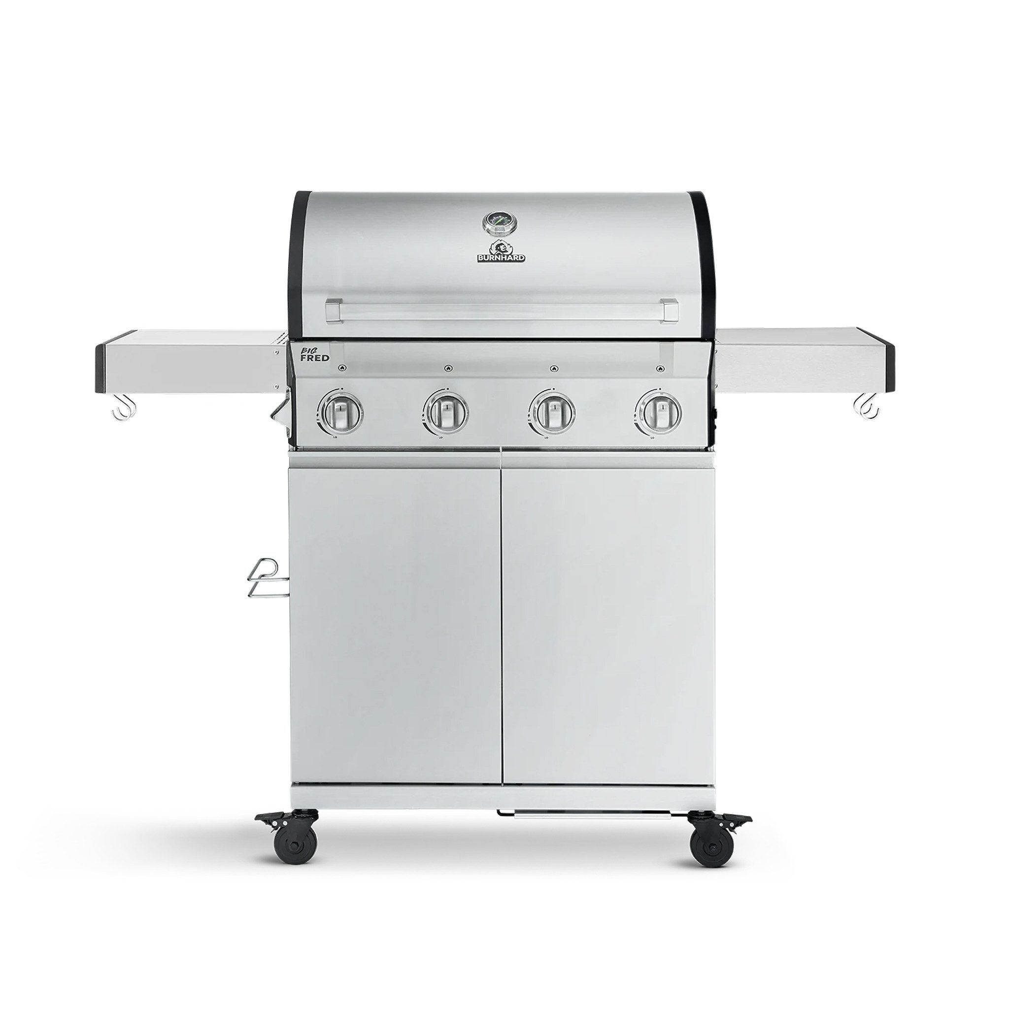 BURNHARD® Gasgrill Big FRED, 4-Brenner Gasgrill, Basic - Series 3, Series 3, 14 kW, Gusseisenrost - Basic Edelstahl