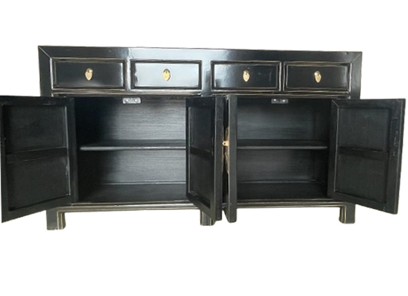 OPIUM OUTLET Sideboard Kommode Schrank Hochzeitsschrank Asia Möbel (Breite x Tiefe x Höhe: 150 cm x 40 cm x 85 cm, komplett montiert, schwarz), chinesisch asiatisch orientalisch vintage