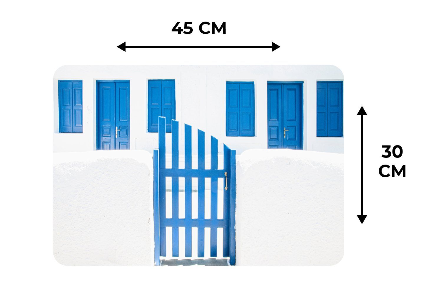 Platzdecken, Tischmatten, Blau Architektur Zaun - Schmutzabweisend - - Platzset, Türen, Platzset, MuchoWow, Platzmatte, (6-St), - Weiß