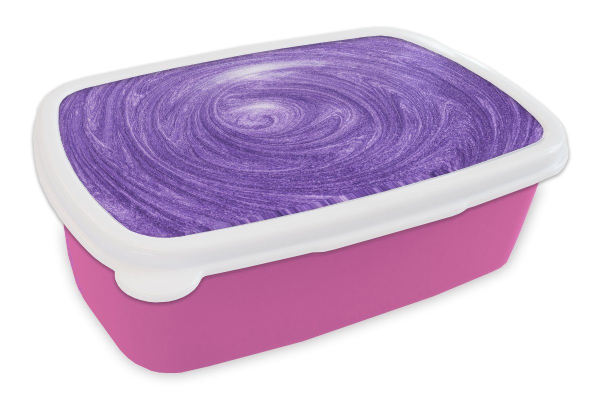 MuchoWow Lunchbox - Brotbox Abstrakt Erwachsene, Brotdose Kunststoff, Kunststoff (2-tlg), Kinder, für Lila Mädchen, - Design, rosa Snackbox
