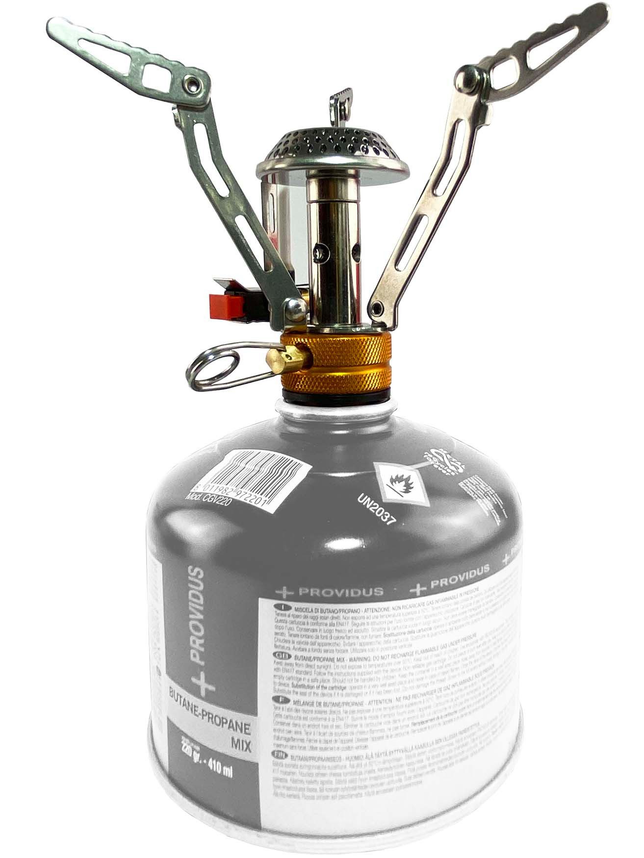 GARDINGER Taschenkocher Campingkocher einfammig Piezozündung klappbar für Gaskartusche EN417, (1-St), 3,5 kW