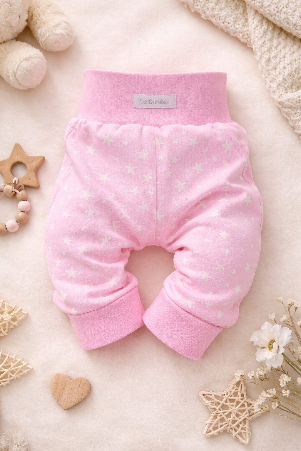 La Bortini Schlupfhose Babyhose Hose für Neugeborene in Rosa Mitwachshose Erstlingshose aus Baumwolle, 44 50 56 62 68 74 80 86 92 98 104