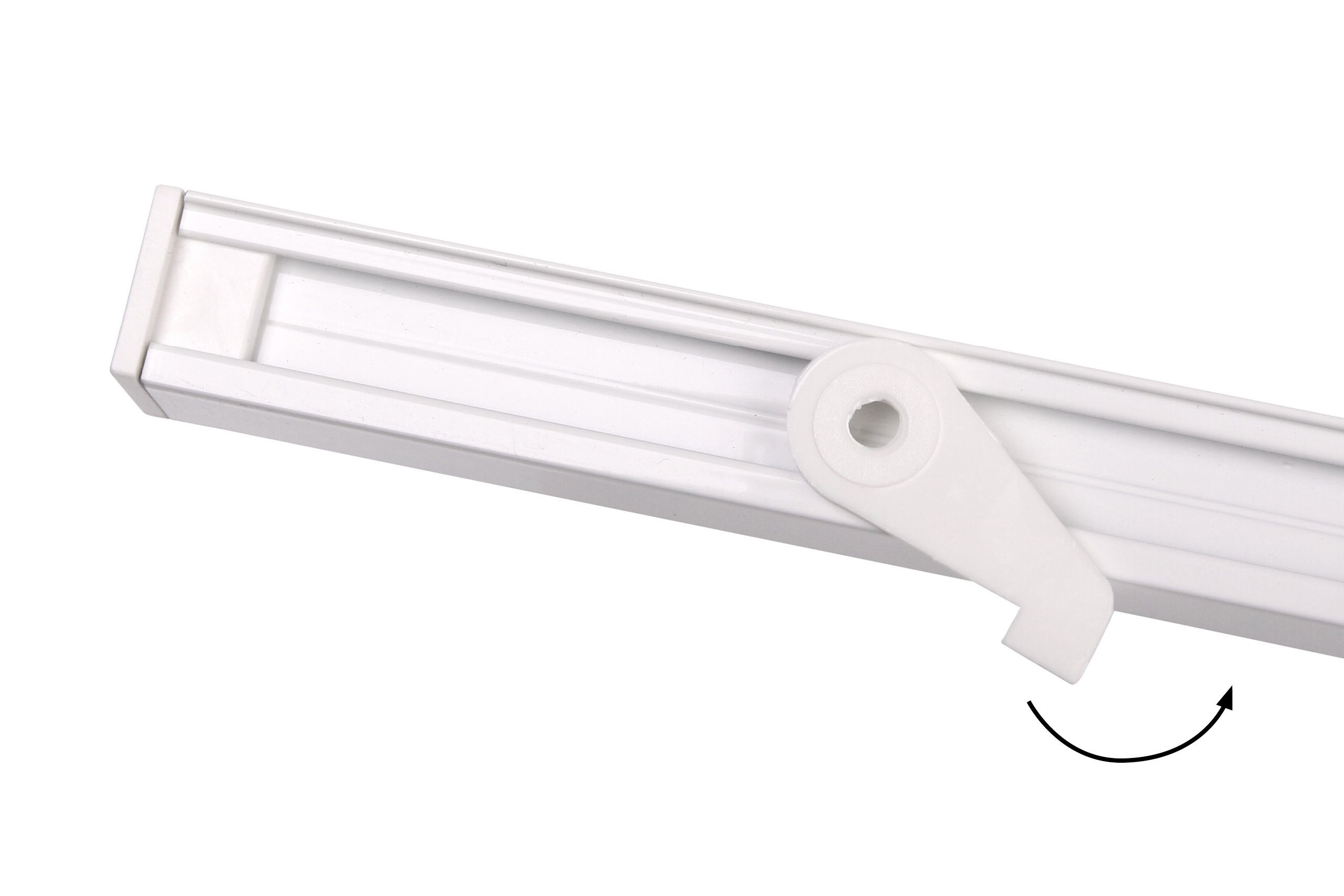 Deco-Raum Gardinenschiene Innenlauf Square eckig flach, 1-läufig, kürzbar, Wunschmaßlänge, Bohren, Deckenbefestigung, Aluminium, Flächenvorhang Schiene Innenlau – Bild 5 von 5