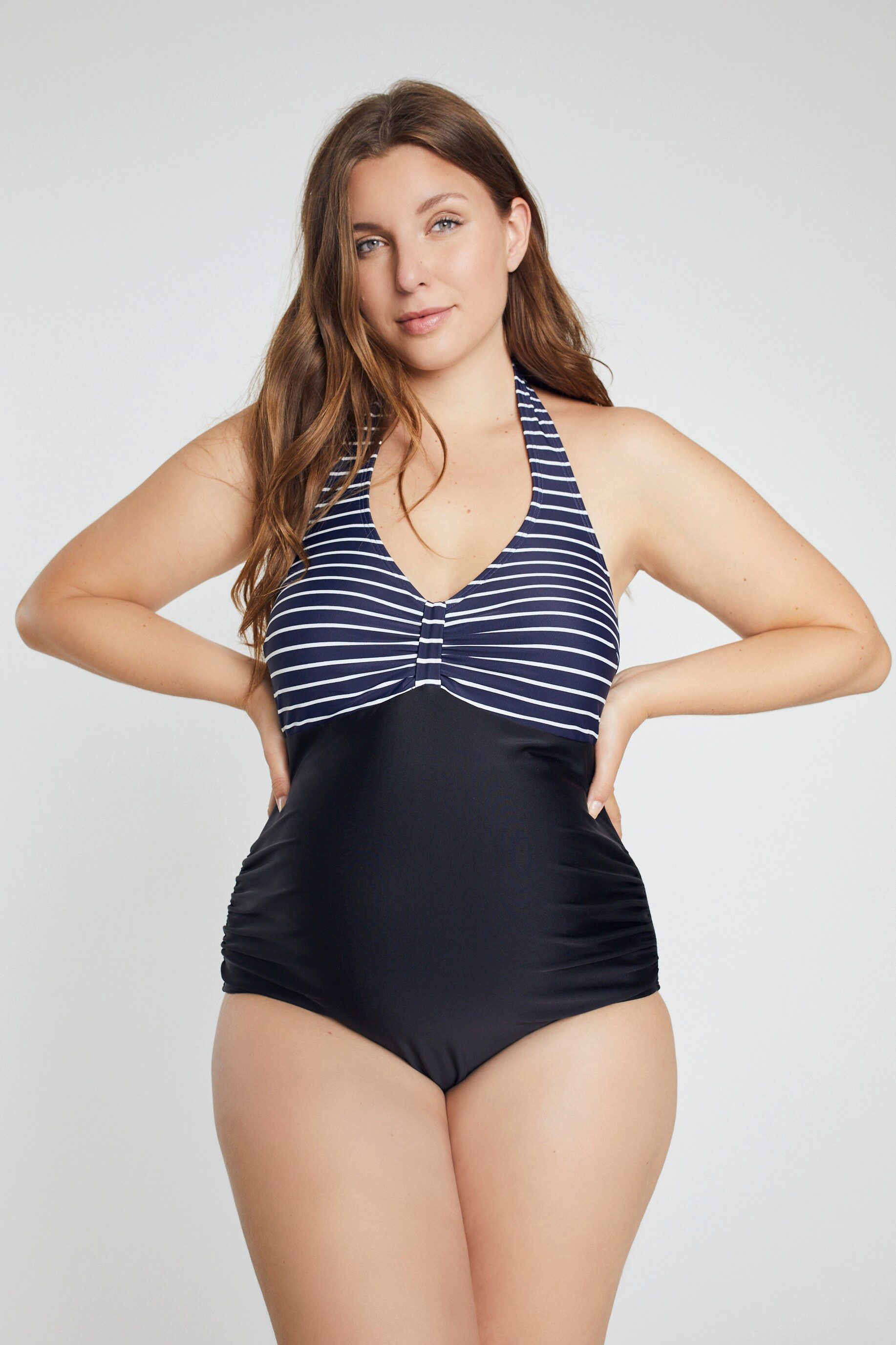 Ulla Popken Badeanzug Badeanzug Streifen Umstandsmode Softcups Schwangerschaft