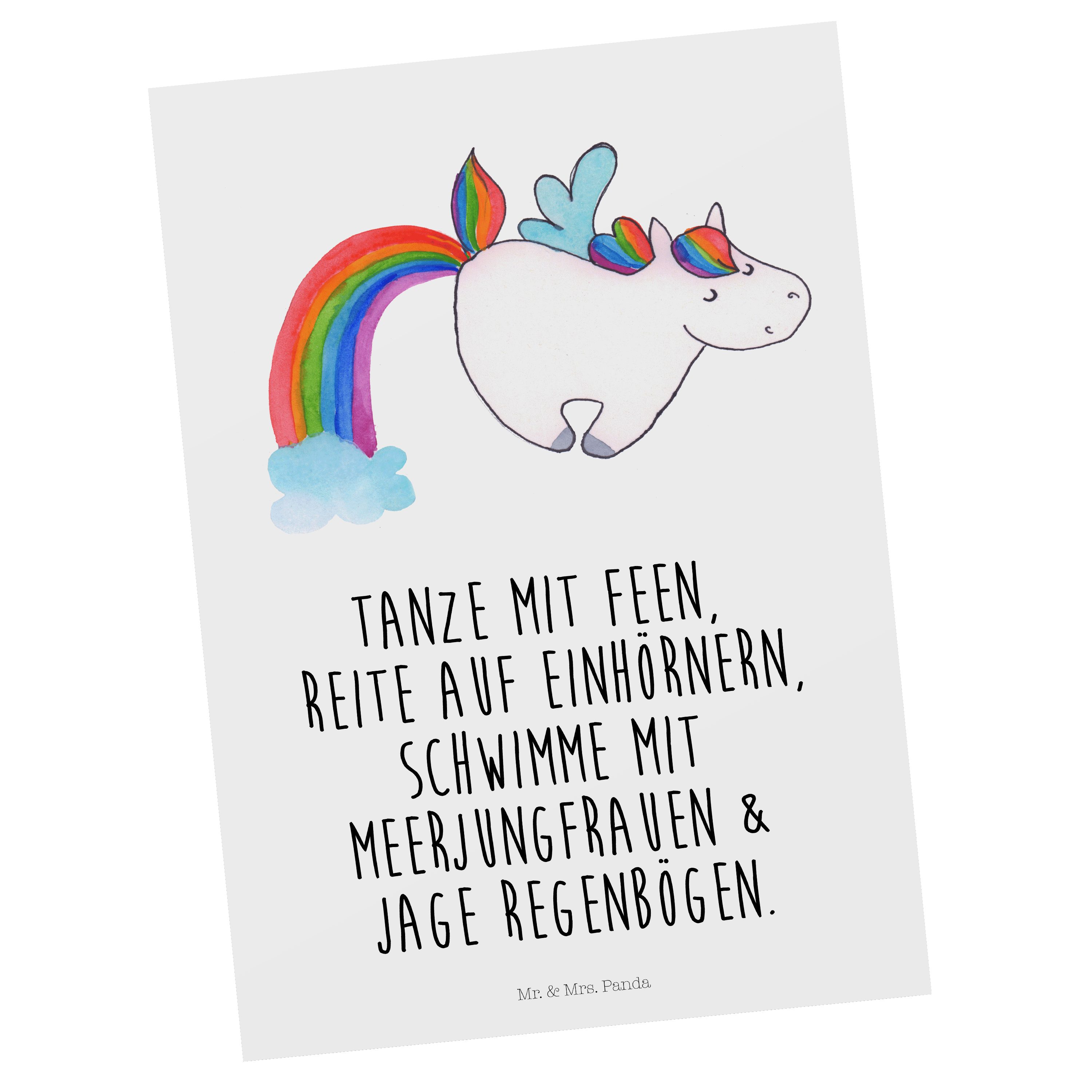 Mr. & Mrs. Panda Postkarte Einhorn Pegasus - Weiß - Geschenk, Realität, Karte, Unicorn, Einhorn