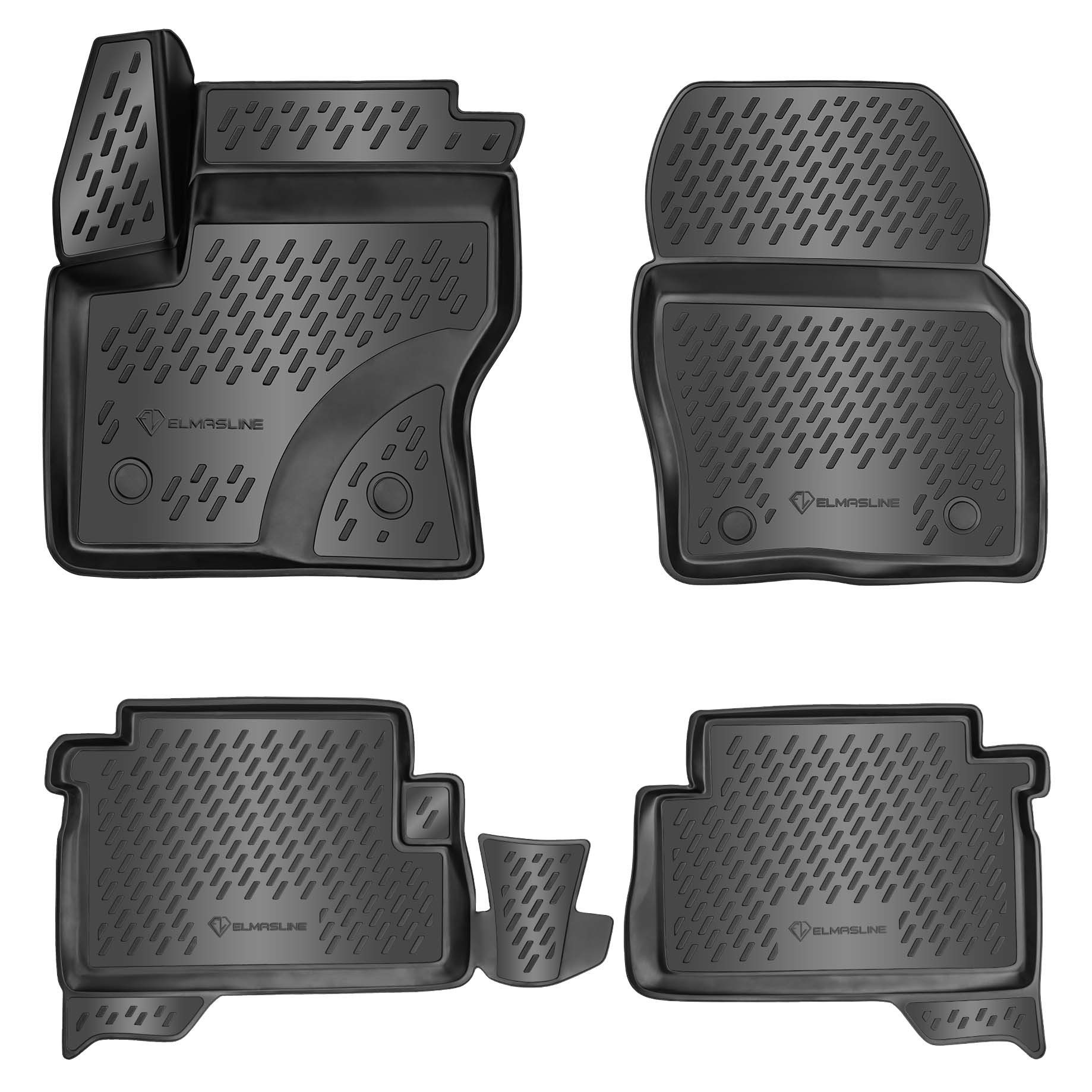 ELMASLINE Auto-Fußmatten Gummi (4 St), für FORD KUGA 2 (2012-2019) II. Generation - 3D Gummimatten mit extra hohem Rand für mehr Schutz - Passend für Baujahre:, 2012 - 2019