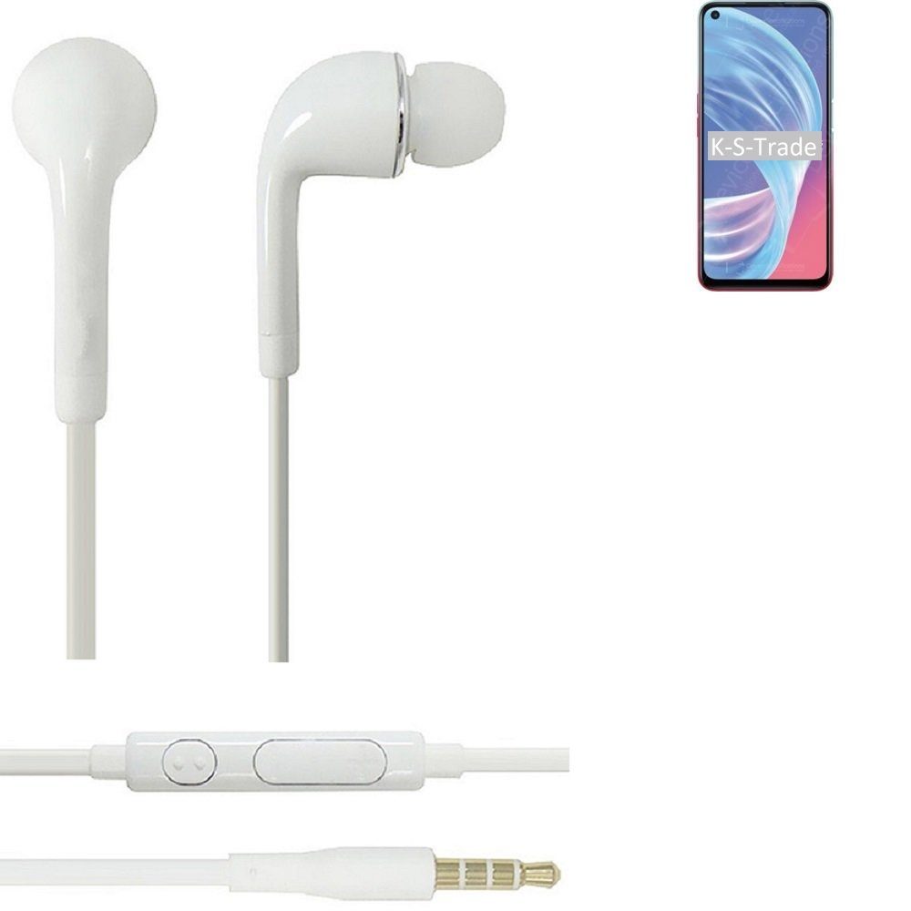 K-S-Trade für Oppo A73 5G In-Ear-Kopfhörer (Kopfhörer Headset mit Mikrofon u Lautstärkeregler weiß 3,5mm)