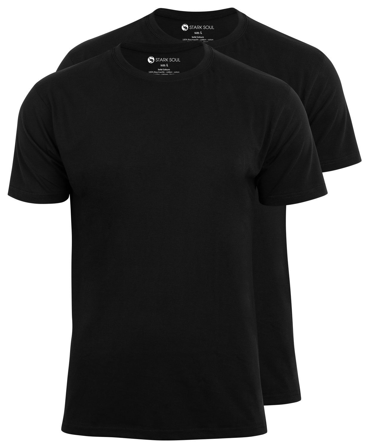 Stark Soul® Schwarz T-Shirt Baumwolle T-Shirt, 2er Pack