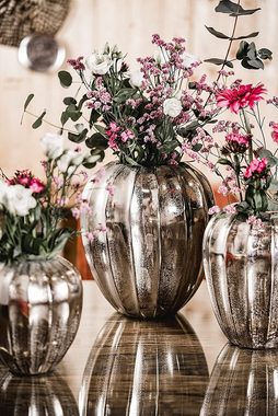 MichaelNoll Dekovase Vase Blumenvase Gefäß Pokalvase Dekovase Aluminium, Silber Deko Modern, Wohnzimmer, Küche, 28 cm