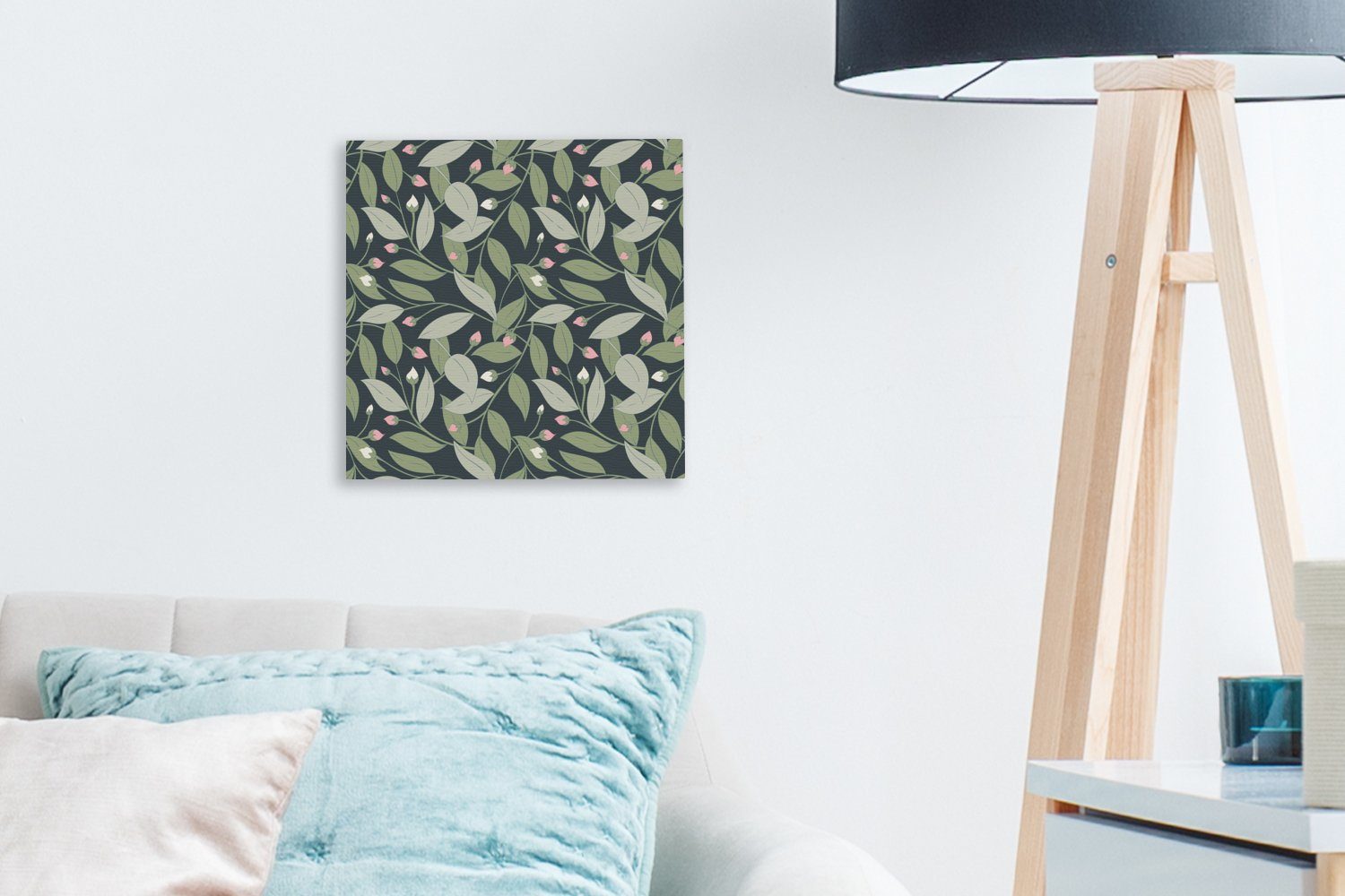 Muster, Blätter für Wohnzimmer - - Leinwandbild OneMillionCanvasses® Schlafzimmer Leinwand Bilder Blumen St), (1