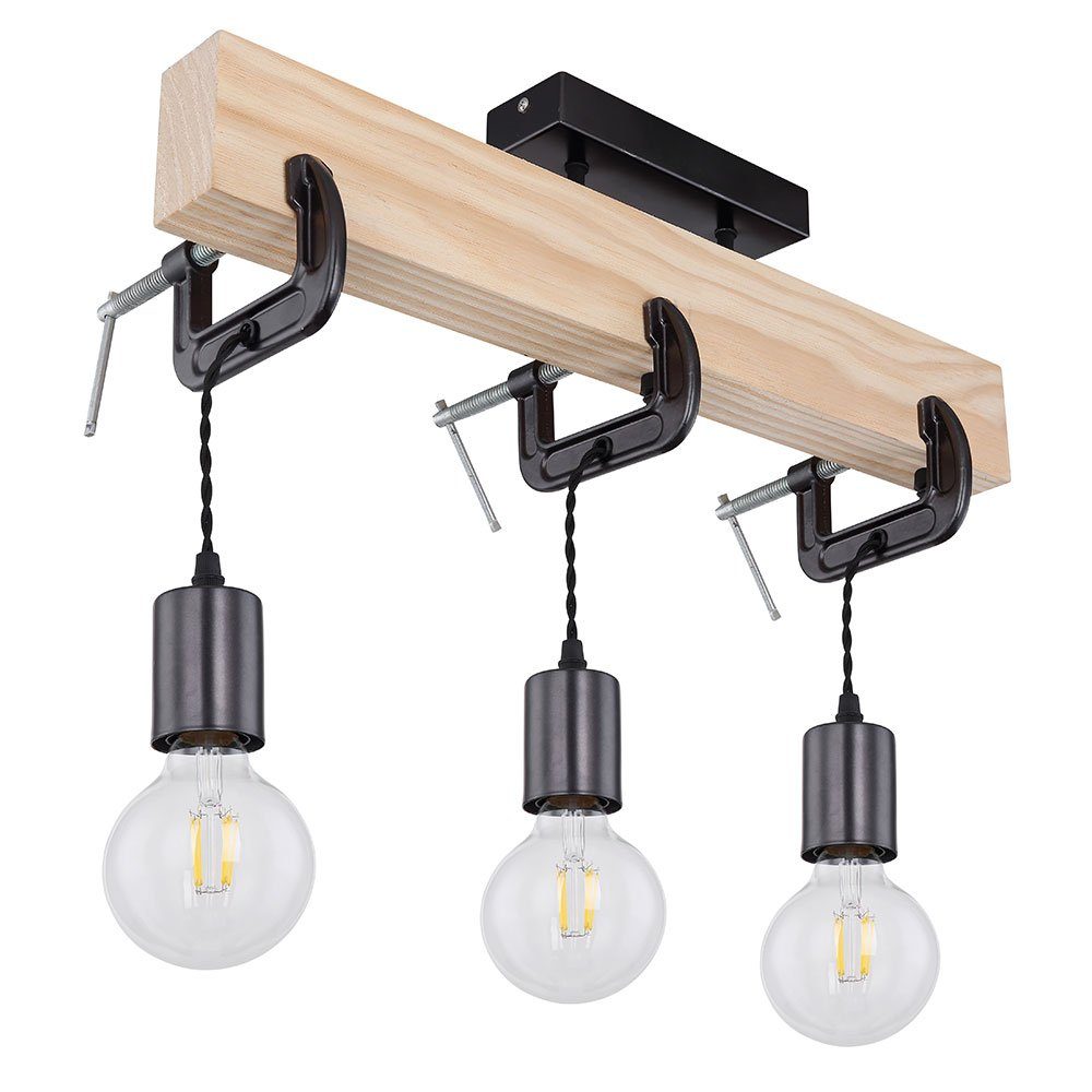 GLOBO LIGHTING Pendelleuchte, Leuchtmittel nicht inklusive, Holzleuchte Deckenlampe 3 flammig