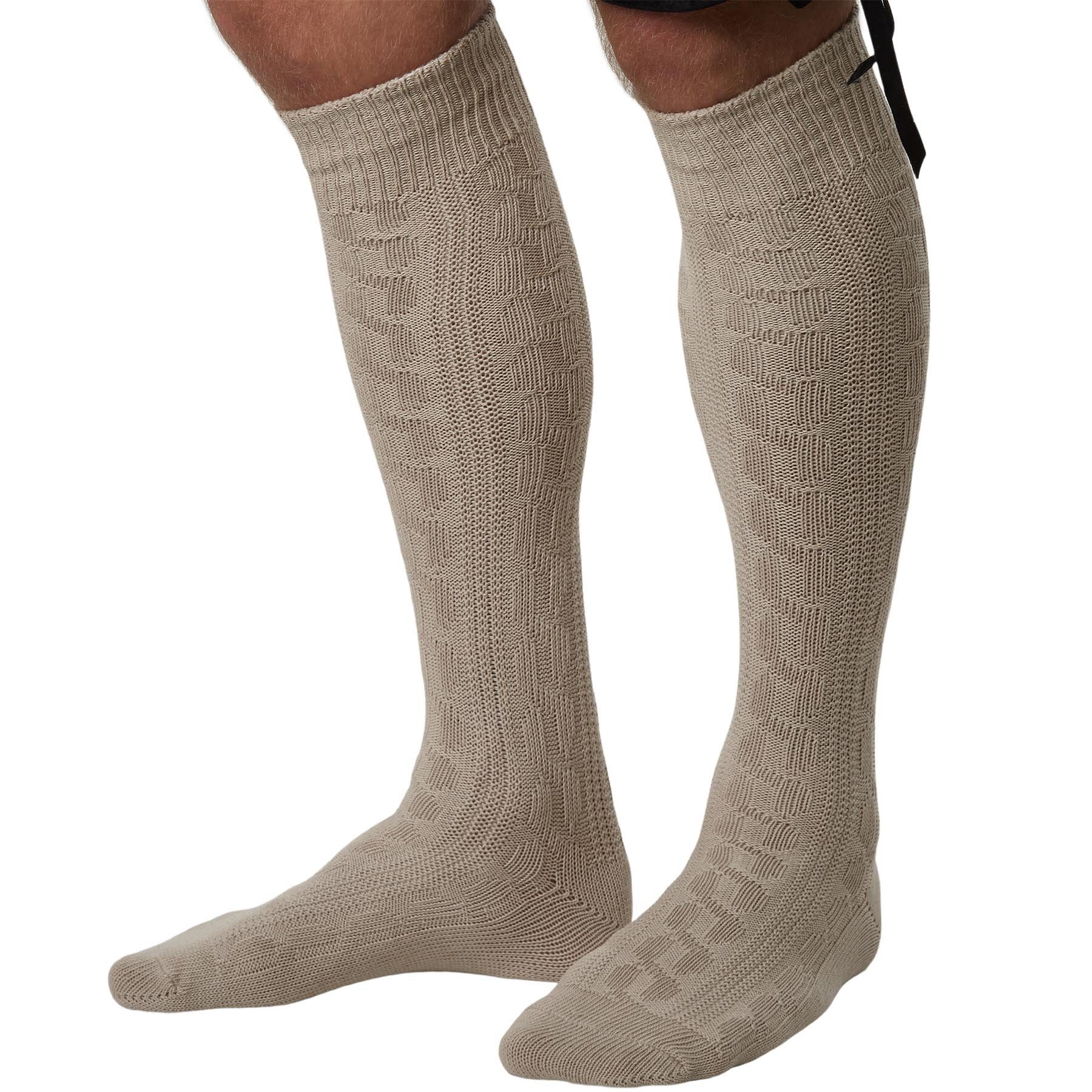 dressforfun Trachtensocken Lange, einfarbige Oktoberfeststrümpfe mit klassischem Strickmuster (Bayerische Strümpfe, in beige) Leichtes Tragegefühl, glatte Ferse – Bild 4 von 5