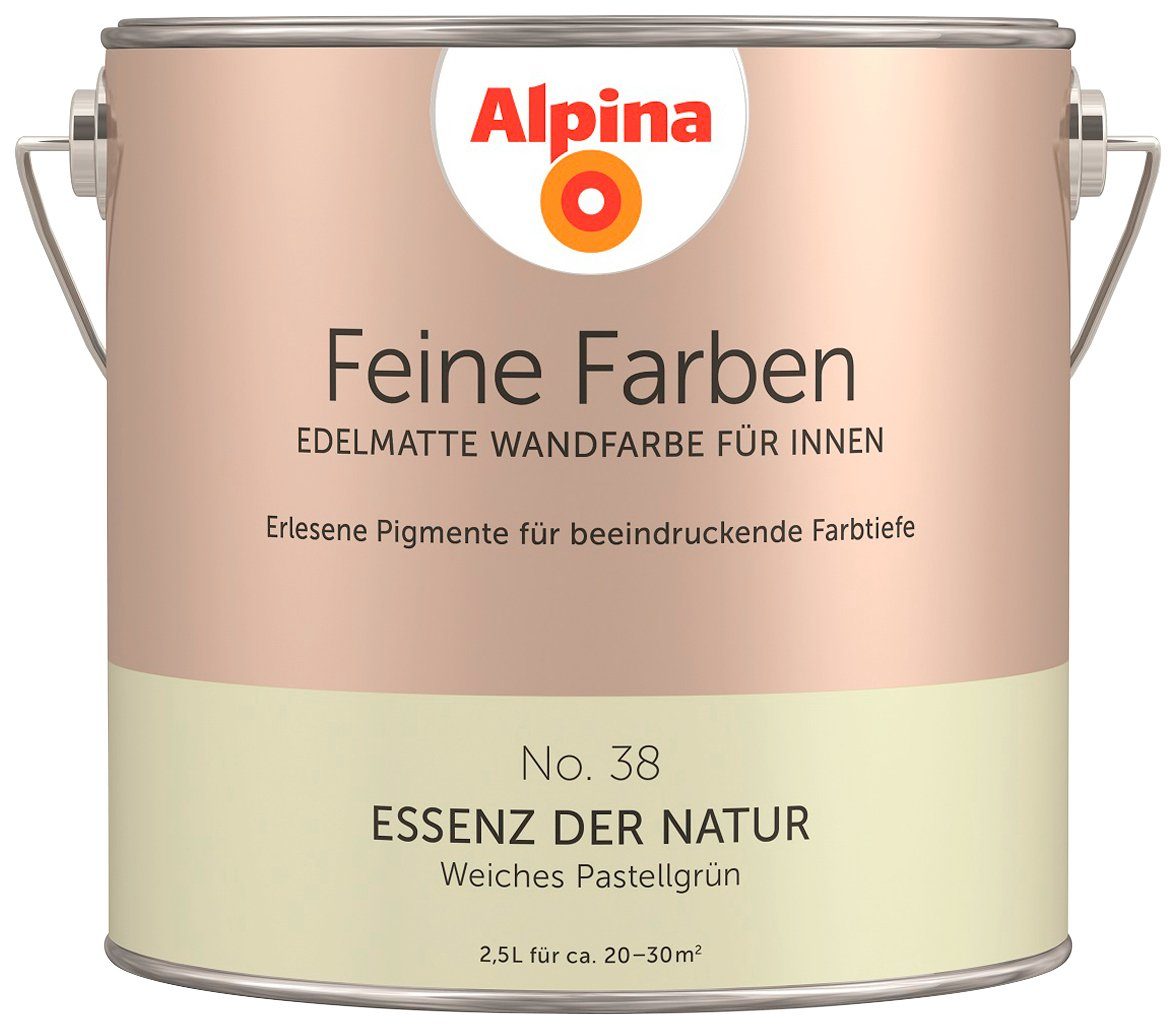 Alpina Wand- und Deckenfarbe der der No. Feine 38 Farben No. Pastellgrün, 2,5 Weiches Essenz Liter Essenz 38 Natur Natur, edelmatt