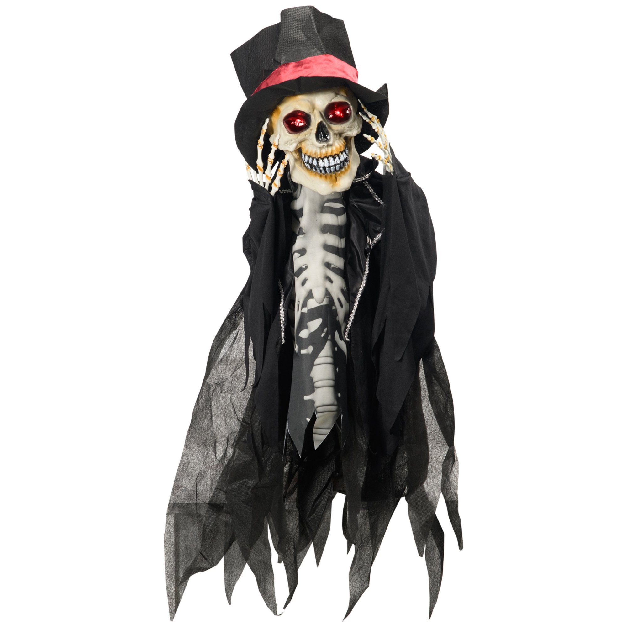 HOMCOM Dekofigur 100cm Hängend Skelett Gespenst mit Horror-Geräusche,  Augenglühen (Geisterpuppe, 1 St., Halloween-Dekorationen), mit  Bewegungssensor