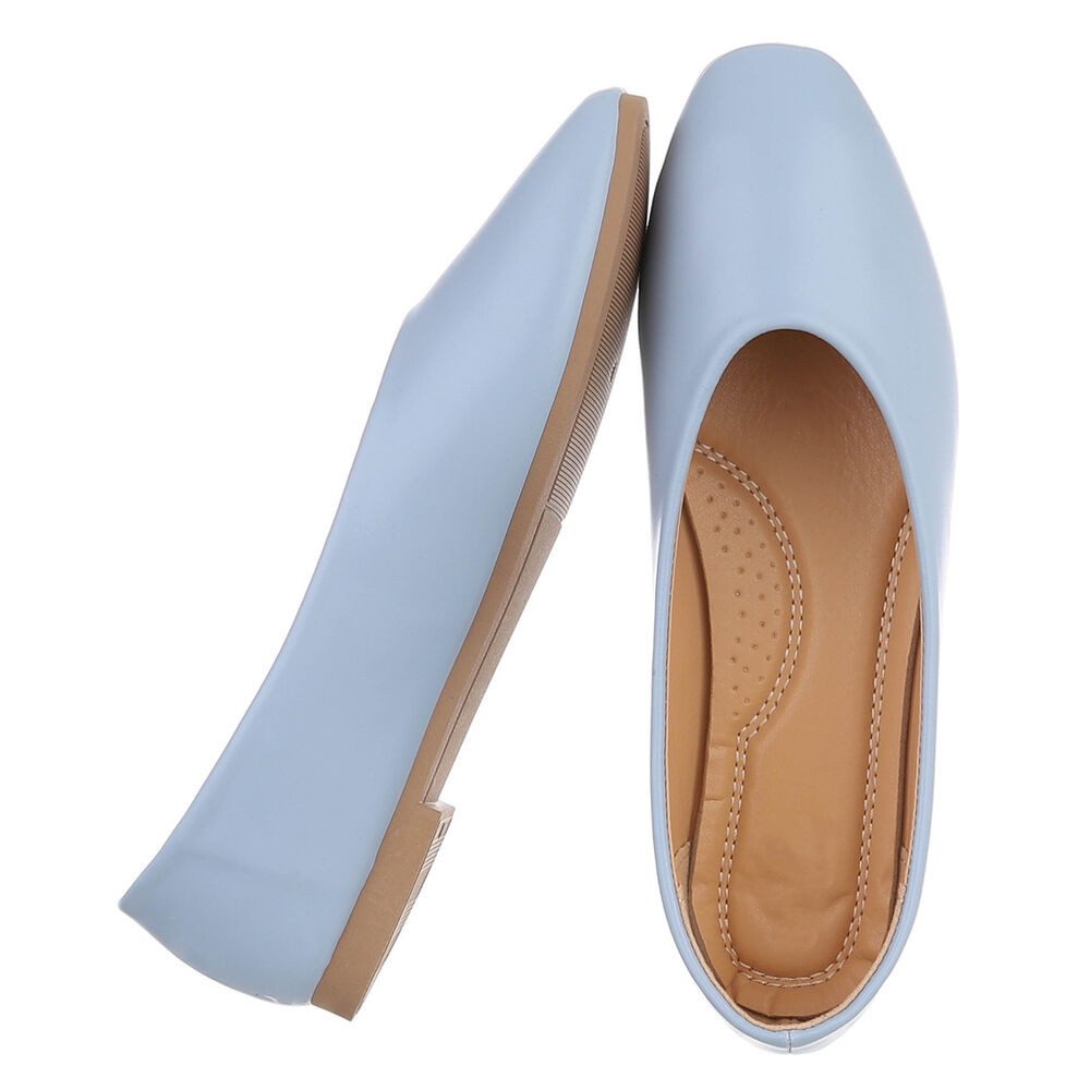 Ital-Design Minimalistische Damen Ballerinas für Alltag und Freizeit Ballerina (91554514) Blockabsatz Klassische Ballerinas in Hellblau