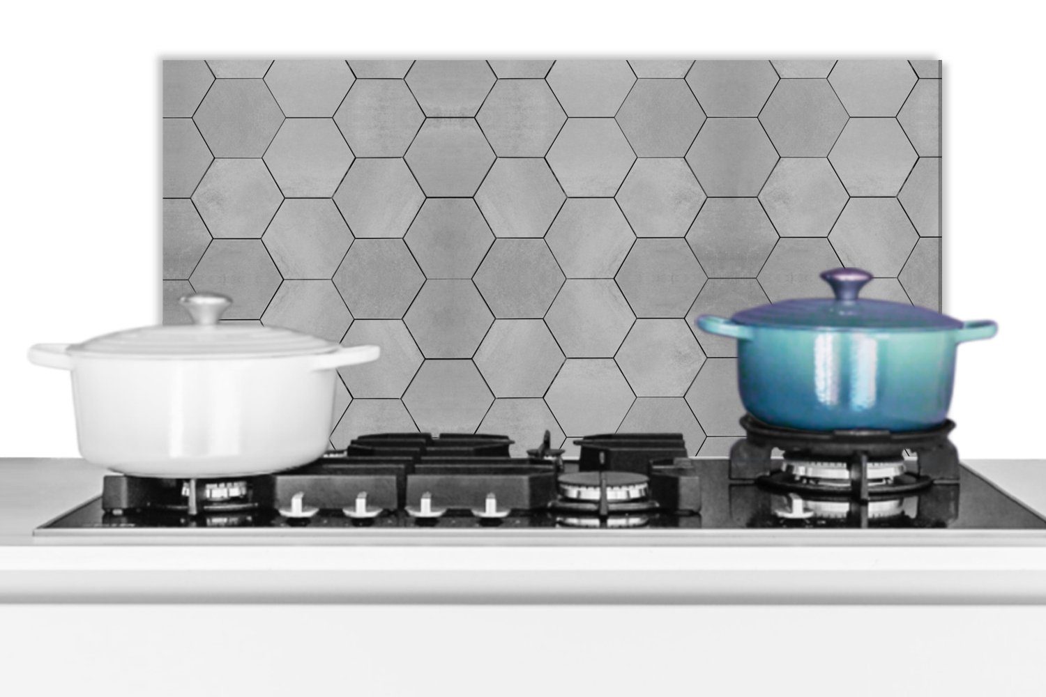 MuchoWow cm, 60x30 Fett (1-tlg), Küchenrückwand Fliesen gegen und für Wandschutz, - Grau Küchen Muster, - Schmutzflecken