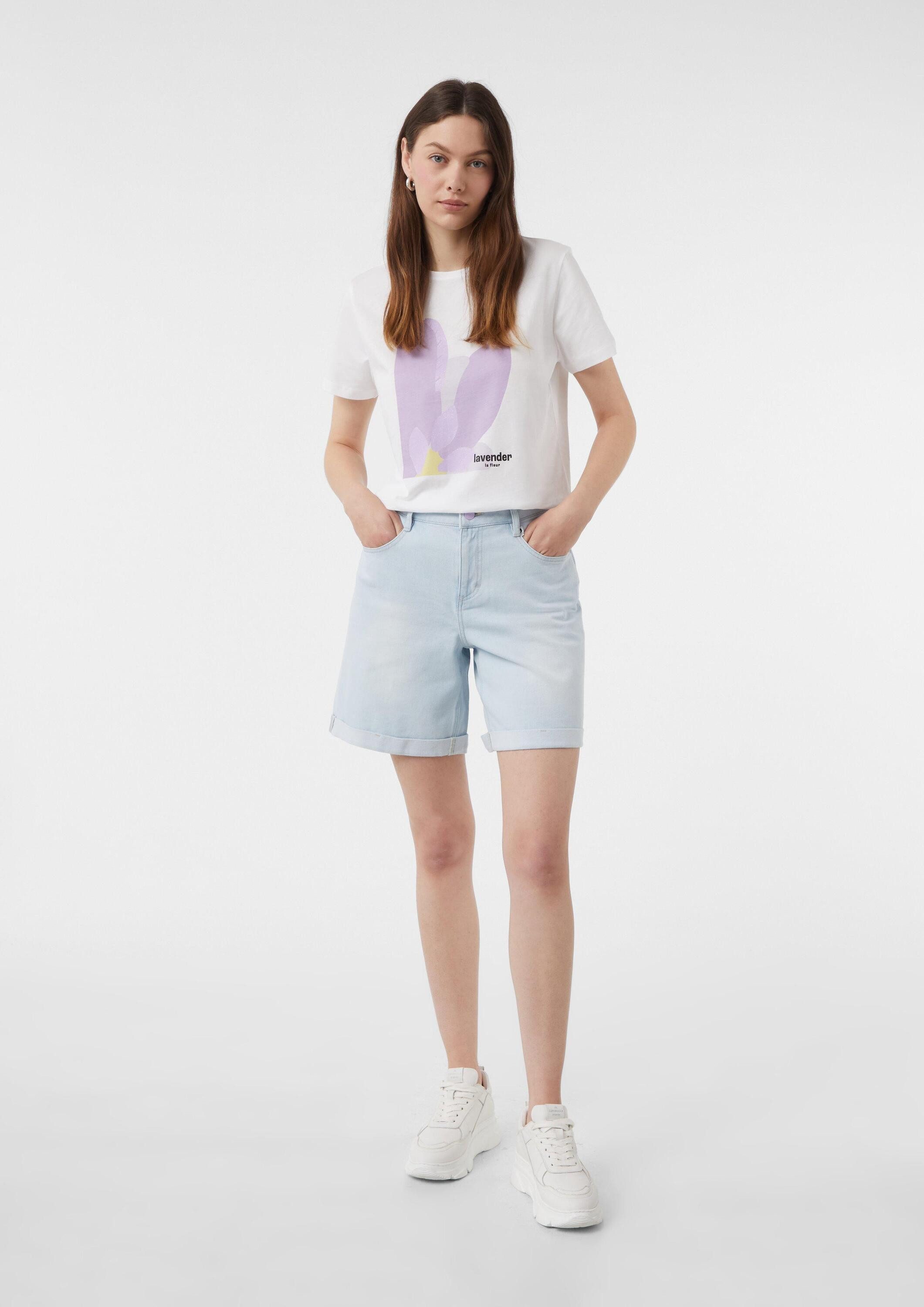 comma Kurzarmshirt T-Shirt Baumwoll-T-Shirt mit Frontprint