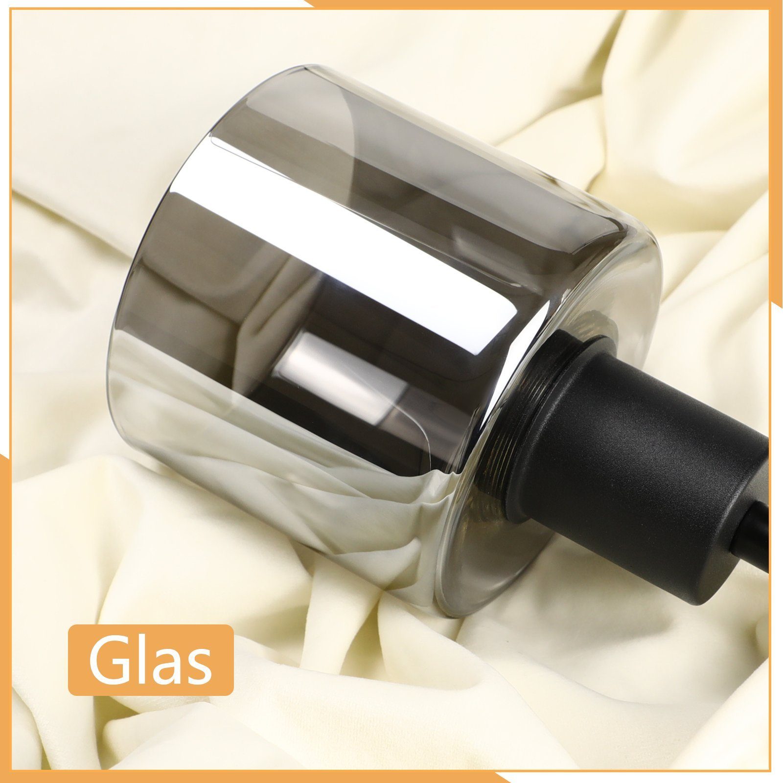 Nettlife Pendelleuchte Schwarz Vintage E27 Glas Esstisch 1/3 Flammig Wohnzimmer Hängelampe, Höhenverstellbar, LED wechselbar, Esszimmer Hotel Büro – Bild 3 von 5