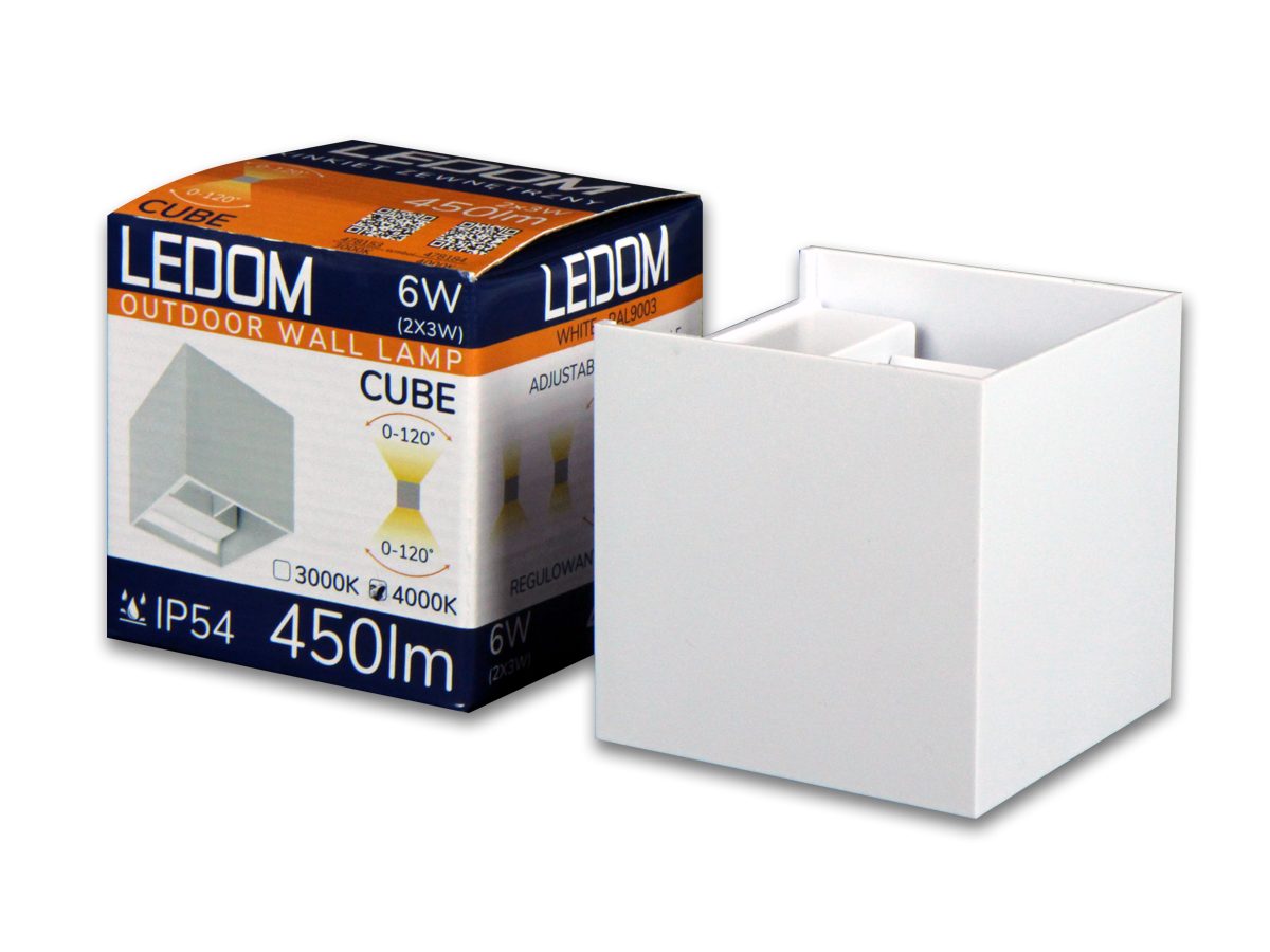 LED-Line Außen-Wandleuchte Außenwandleuchte Neutralweiß LED CUBE 2x3W Warmweiß, IP54 (6W)