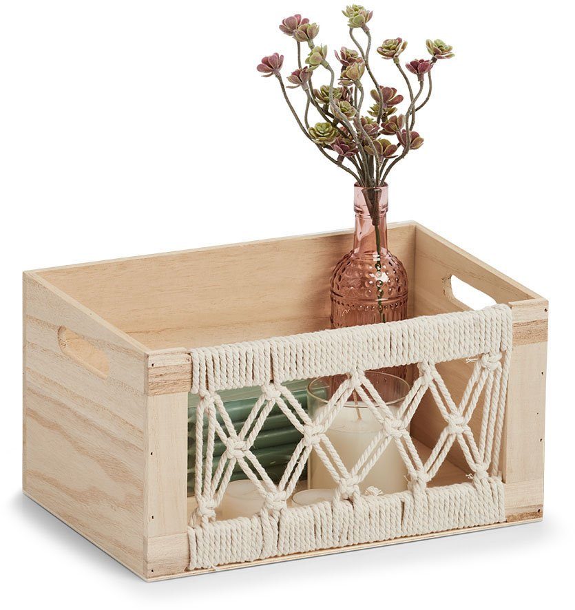 Zeller Present Dekokiste Aufbewahrungskiste Boho", Holz" (1 St), Makramee-Design