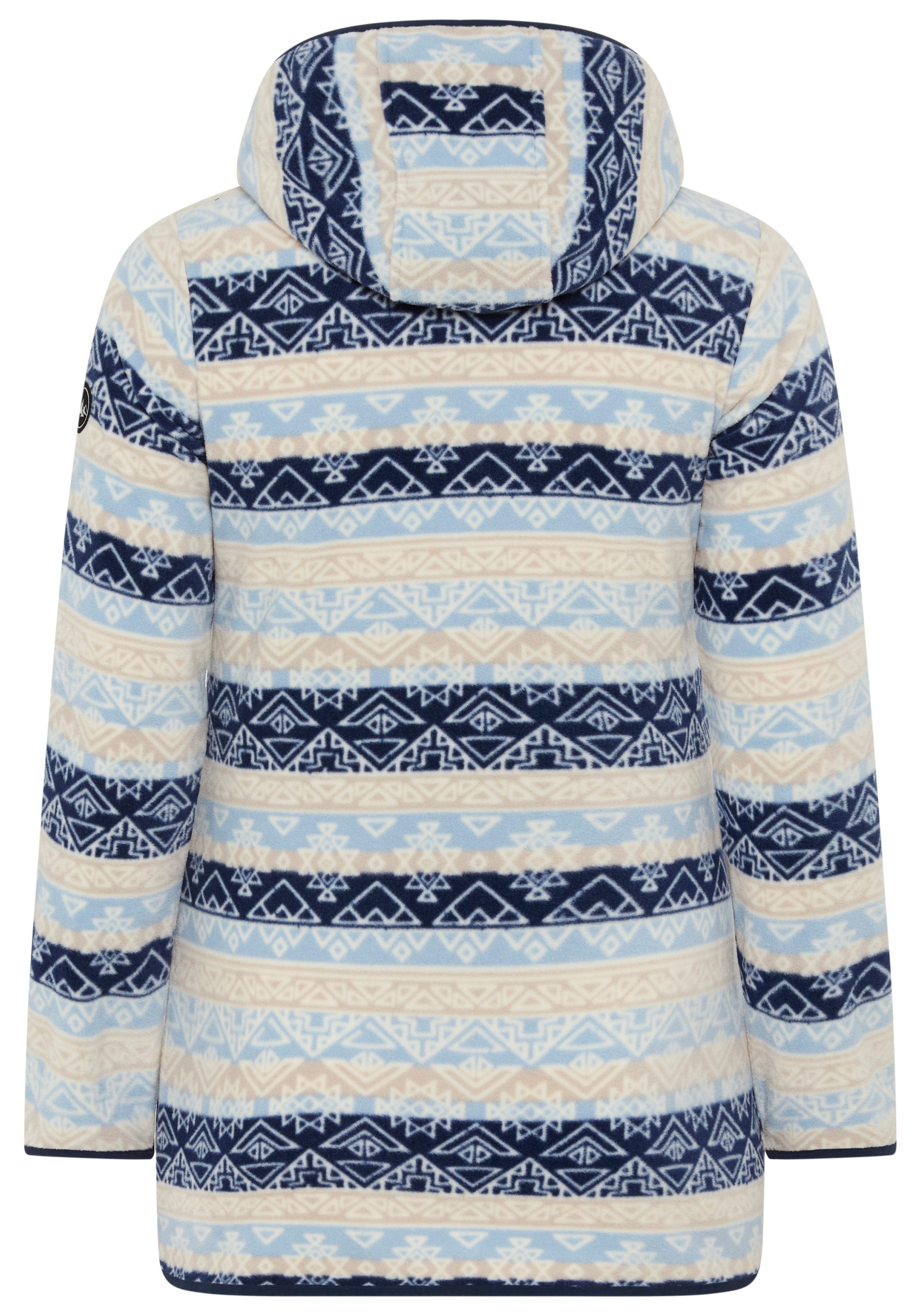 Polarino Fleecejacke Fleecejacke mit Print und Fellimitat in Kapuze