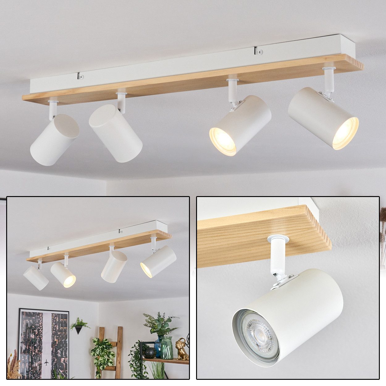 hofstein Deckenleuchte Deckenlampe aus Metall/Holz in günstig online kaufen