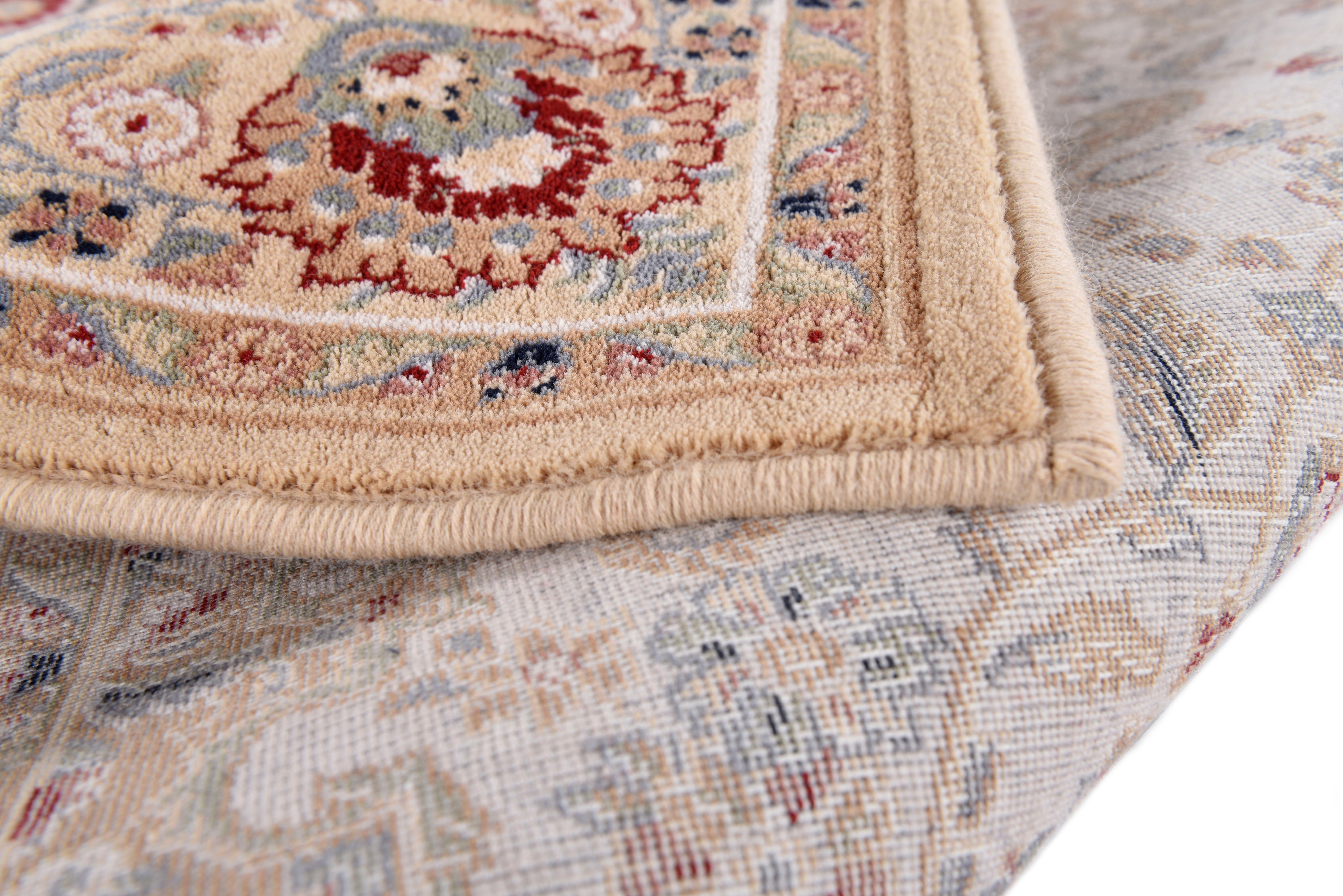 THEKO Wollteppich Dolna - 859, rund, Höhe: 10 mm, Kurzflor, reine Wolle, Orient-Optik