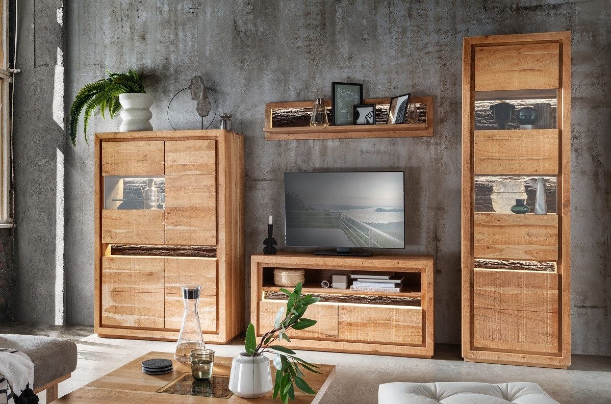 Main Möbel Hängeregal 155x132cm "Trondheim" Akazie massiv