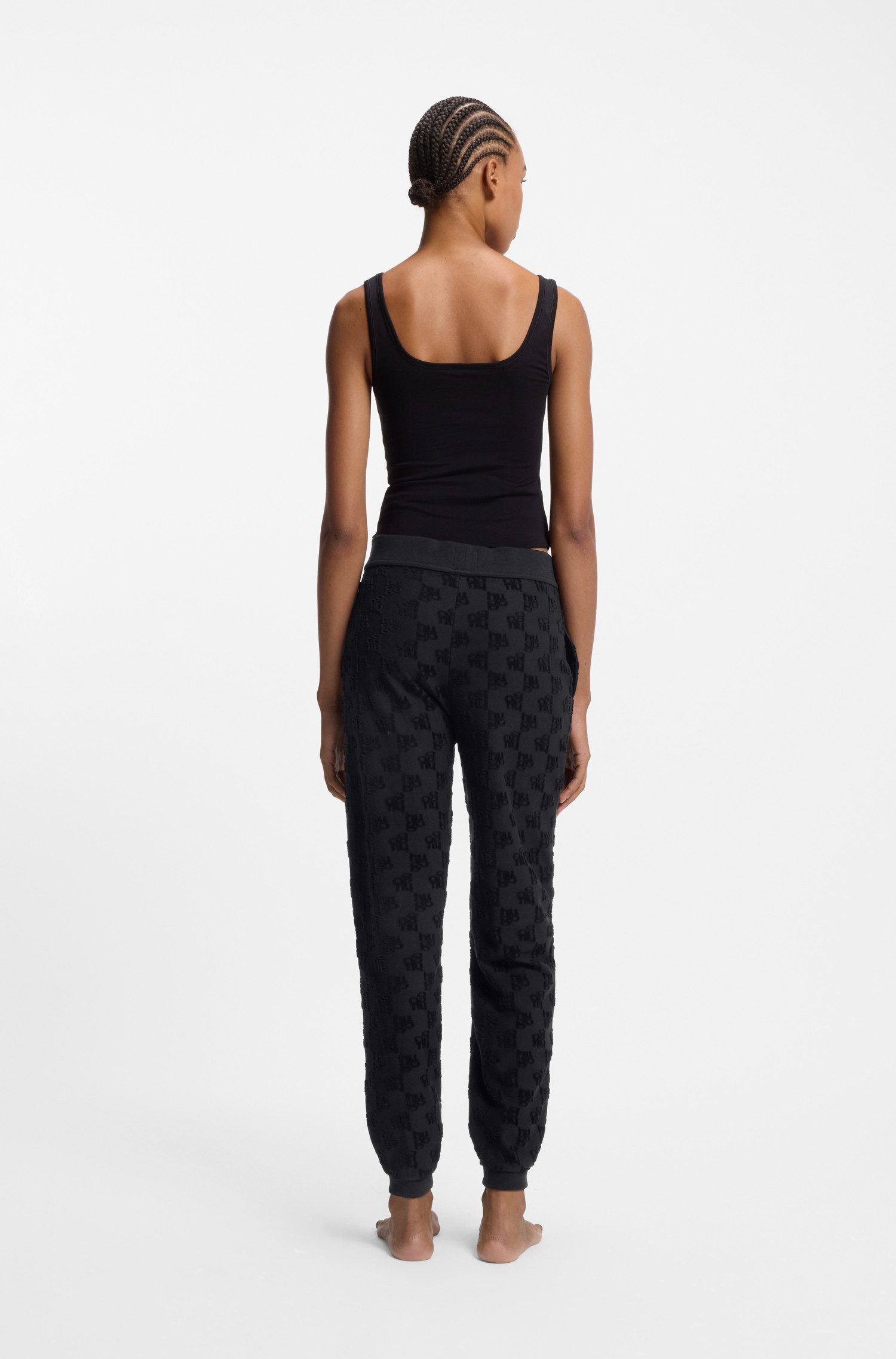 HUGO Jogginghose TERRYMONOGRAM aus Baumwoll-Mix mit Allover-Logo-Muster, elatstischer Bund