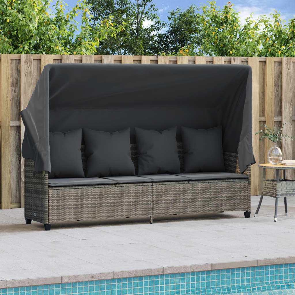 vidaXL Gartenliege Sonnenliege mit Dach und günstig online kaufen