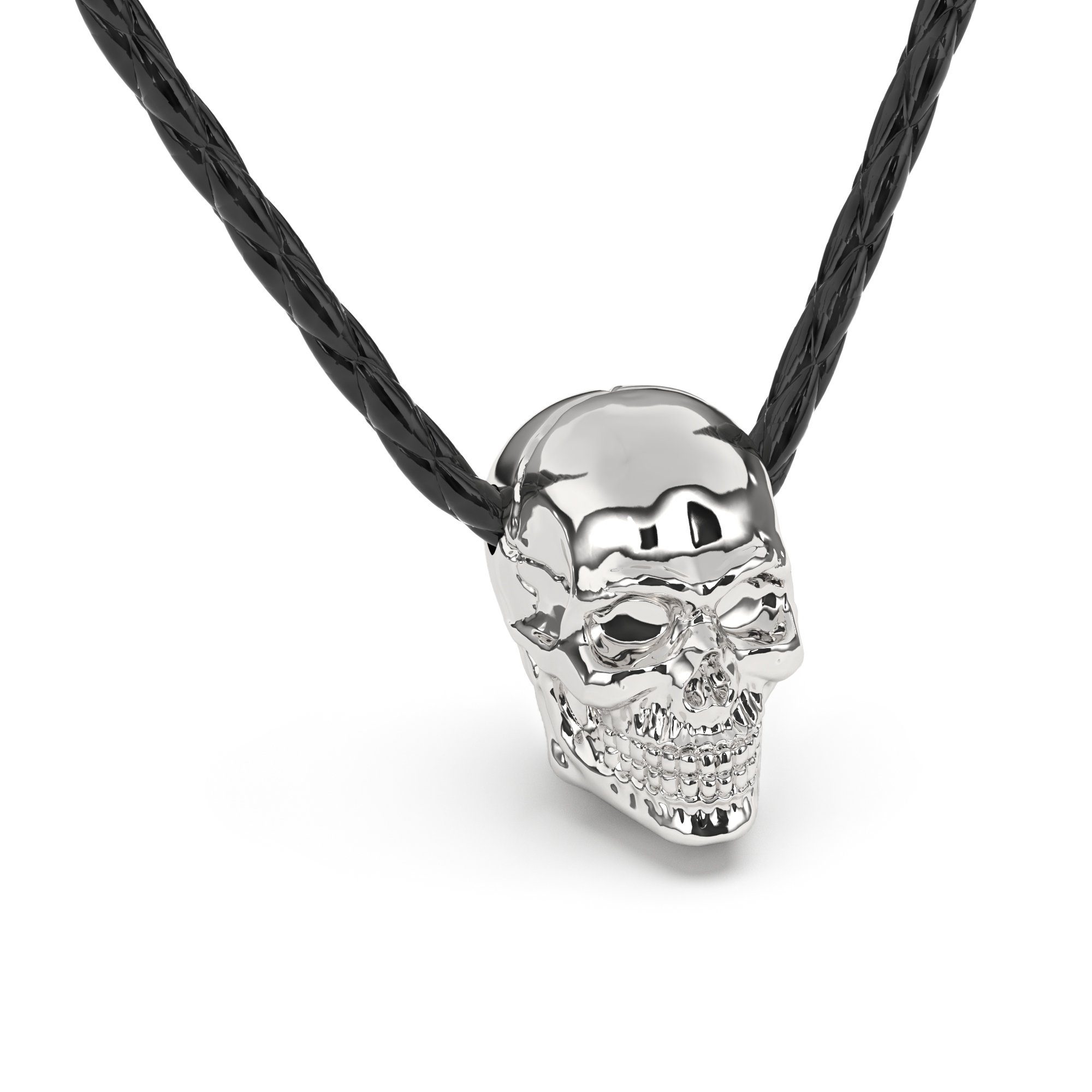 SERASAR Lederband Lederhalskette mit Edelstahlanhänger "Skull" (1-tlg), aus Echtleder Silber