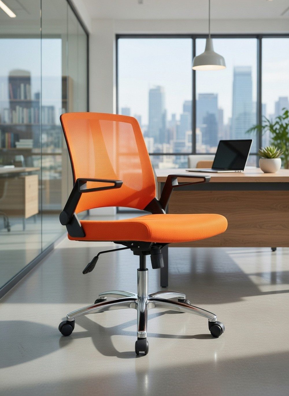 JVmoebel Bürostuhl Bürostuhl Orange mit gepolsterter Sitzfläche und verstellbarem Design, Made in Europa