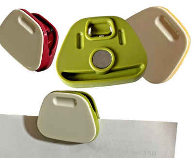 3PAGEN Zettelkasten 3er Set Zettelhalter magnetisch in ansprechenden Farben Klemmleiste (Spar-Set, 3 St), im praktischen 3er Pack