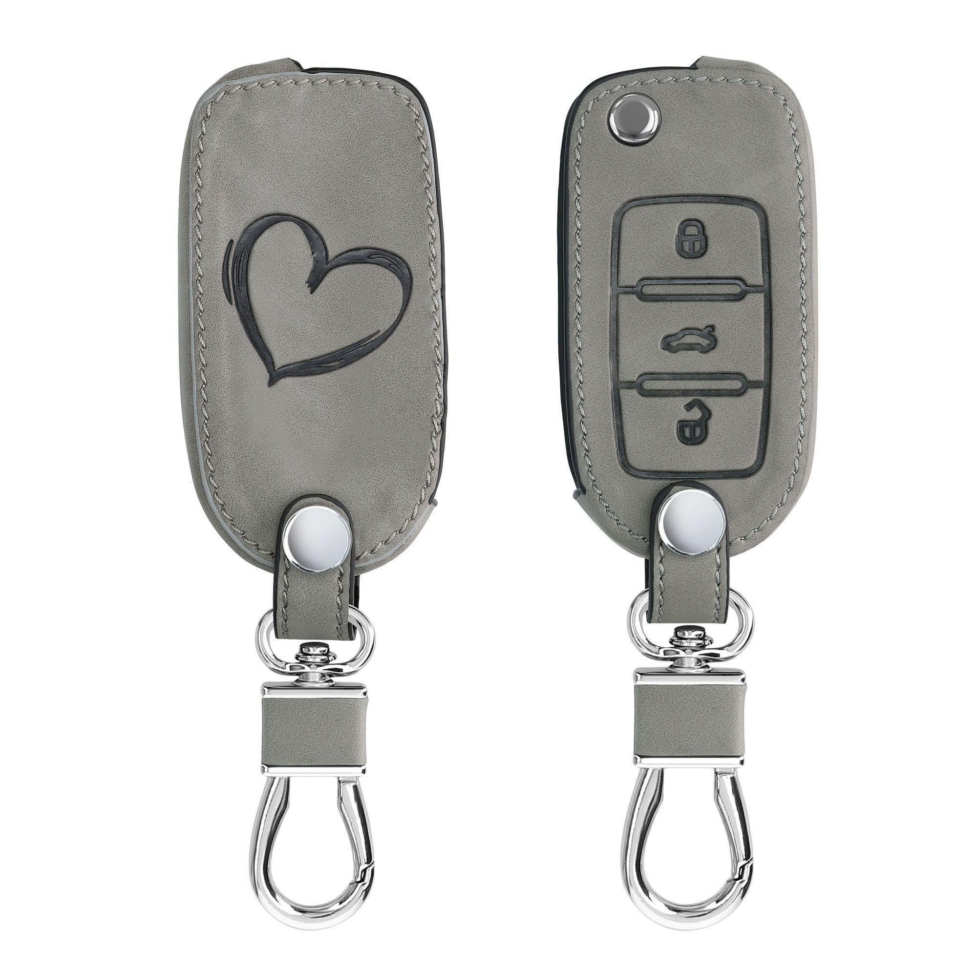 kwmobile Schlüsseltasche Autoschlüssel Hülle VW - Schlüsselhülle Seat, Kunstleder Cover Skoda Nubuklederoptik für Schutzhülle