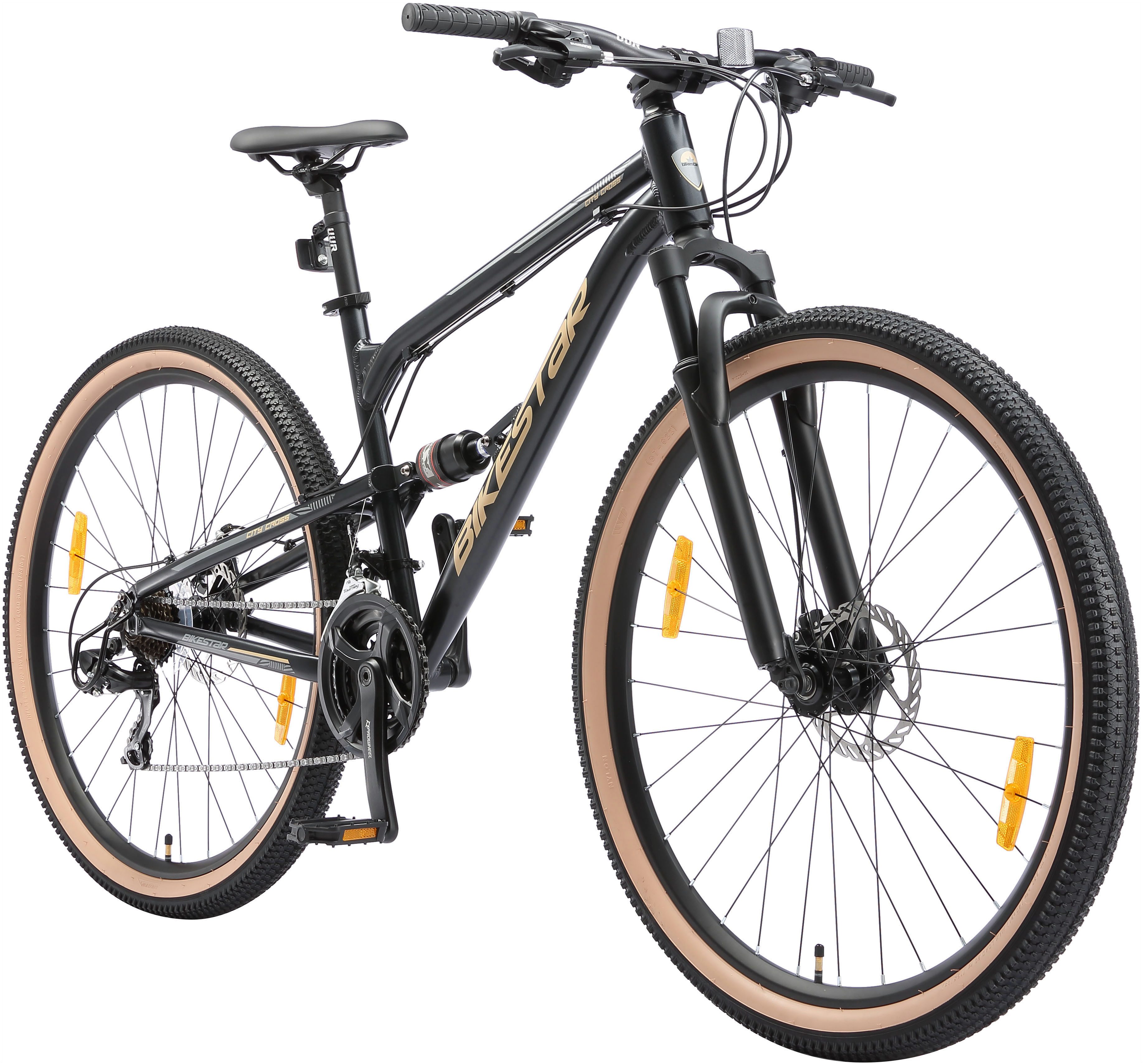 Bikestar Mountainbike, 21 Gang Shimano RD-TY300 Schaltwerk, Kettenschaltung, für Damen und Herren, Kettenschaltung