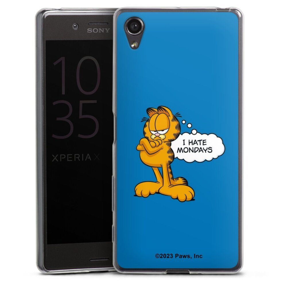 DeinDesign Handyhülle Garfield Katze Spruch Garfield I Hate Mondays Blue, Sony Xperia X Slim Case Silikon Hülle Ultra Dünn Schutzhülle