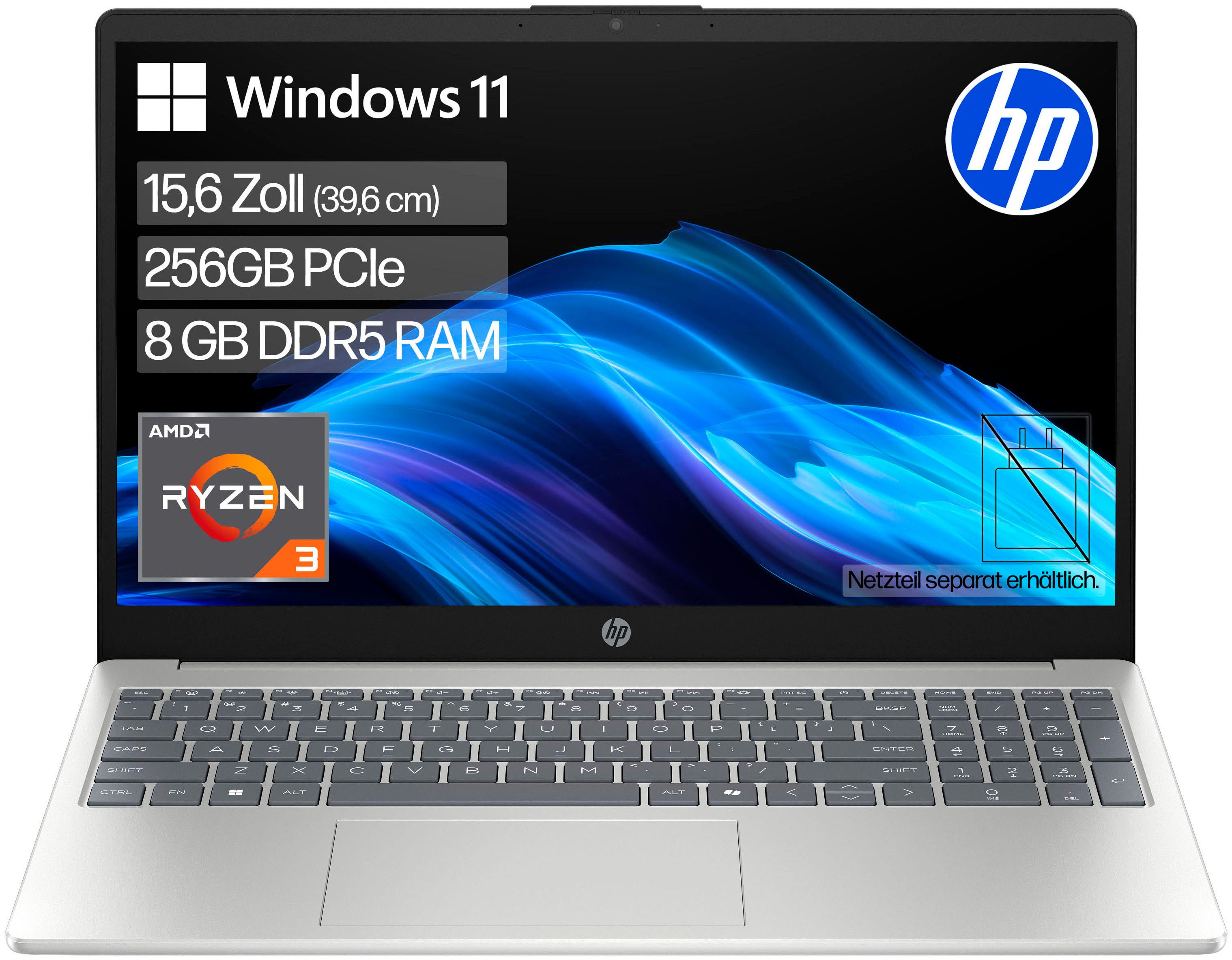 HP 15-fc1030-1031ngx Notebook (39,6 cm/15,6 Zoll, AMD Ryzen 3 7320U, Radeon™ 610M, 8 GB, 256 GB SSD)