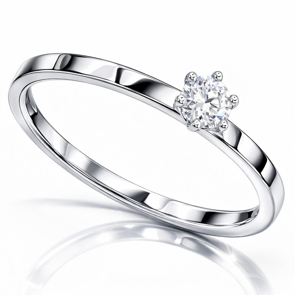 M-Punkt24 Diamantring Weißgold SI ECHTER Diamant kein Lab-Grow / kein Moissanit (ca. 1,2 Gramm, 0.3 Karat, inkl. LED-ETUI), Damen Weiß-Gold Schmuck, wahlweise Diamant in 0,1 bis 0,5 Karat