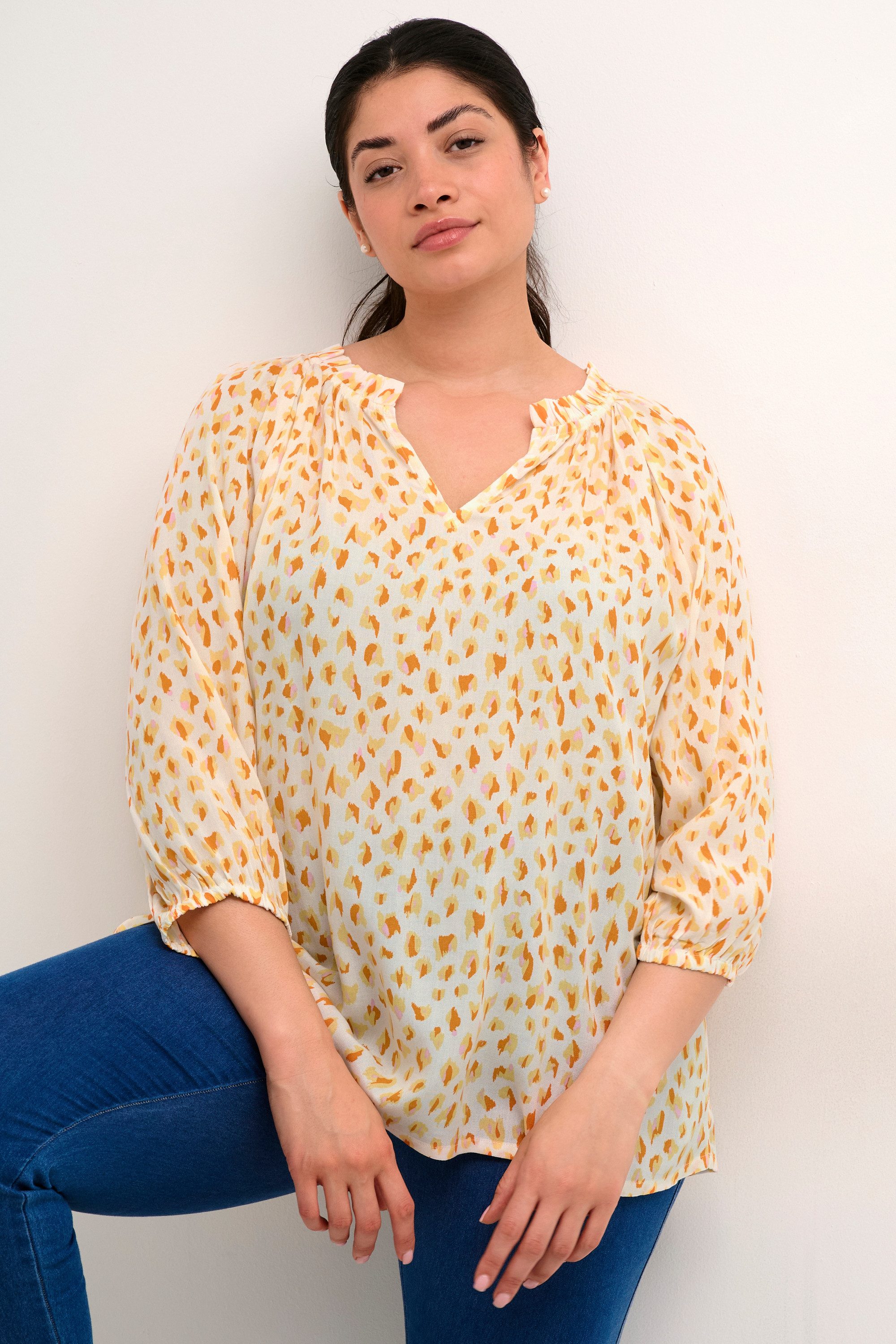 KAFFE Curve Langarmbluse Langarm-Bluse KCsigrida Große Größen