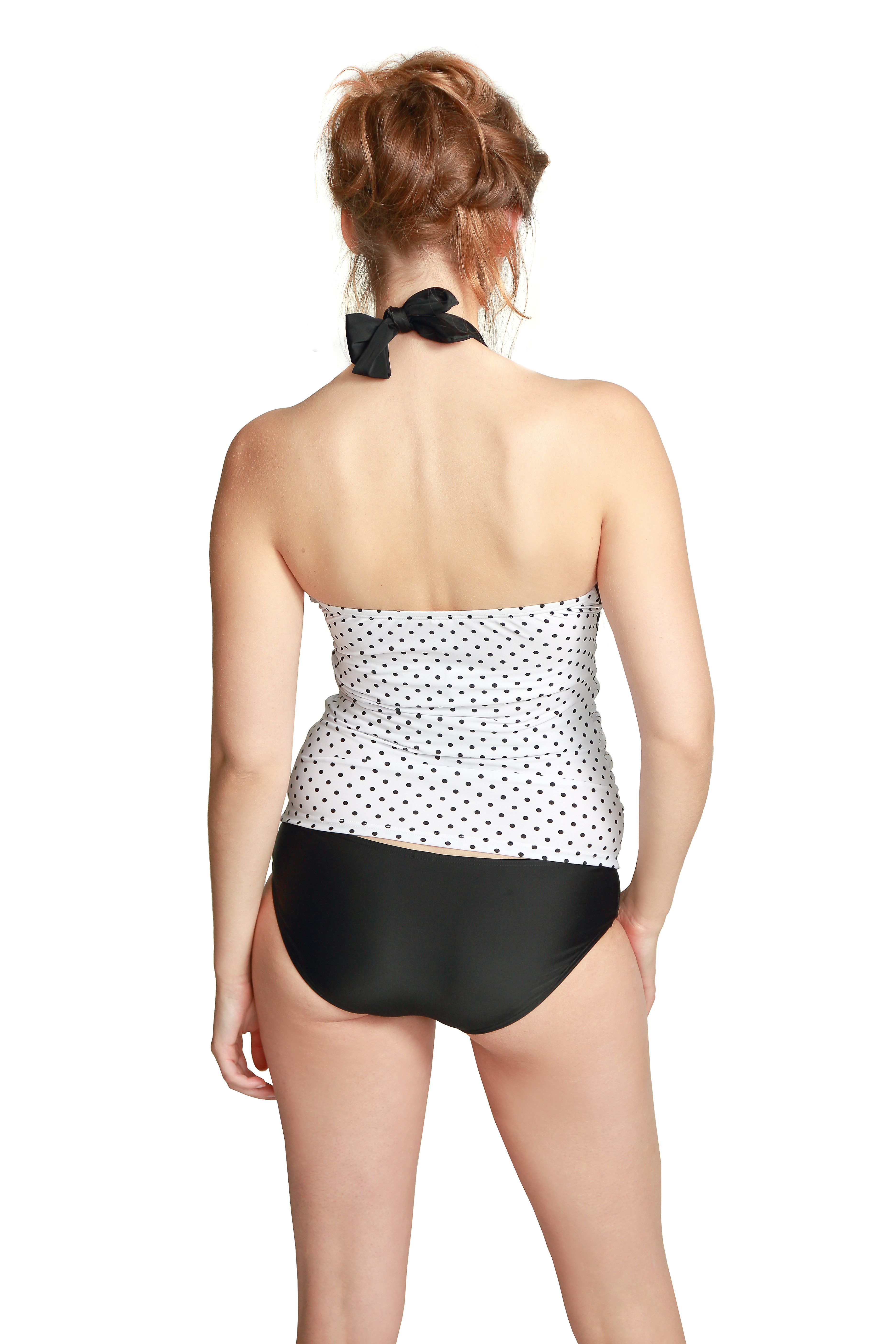 petit amour Umstandstankini AMELIE maternity swimwear D/E Körbchen Bügel Umstandsbademode (Set, 2-St., Tankinitop und Bikinislip), Weiß mit schwarzen Pünktchen bedruckt, Bikinislip in Schwarz uni