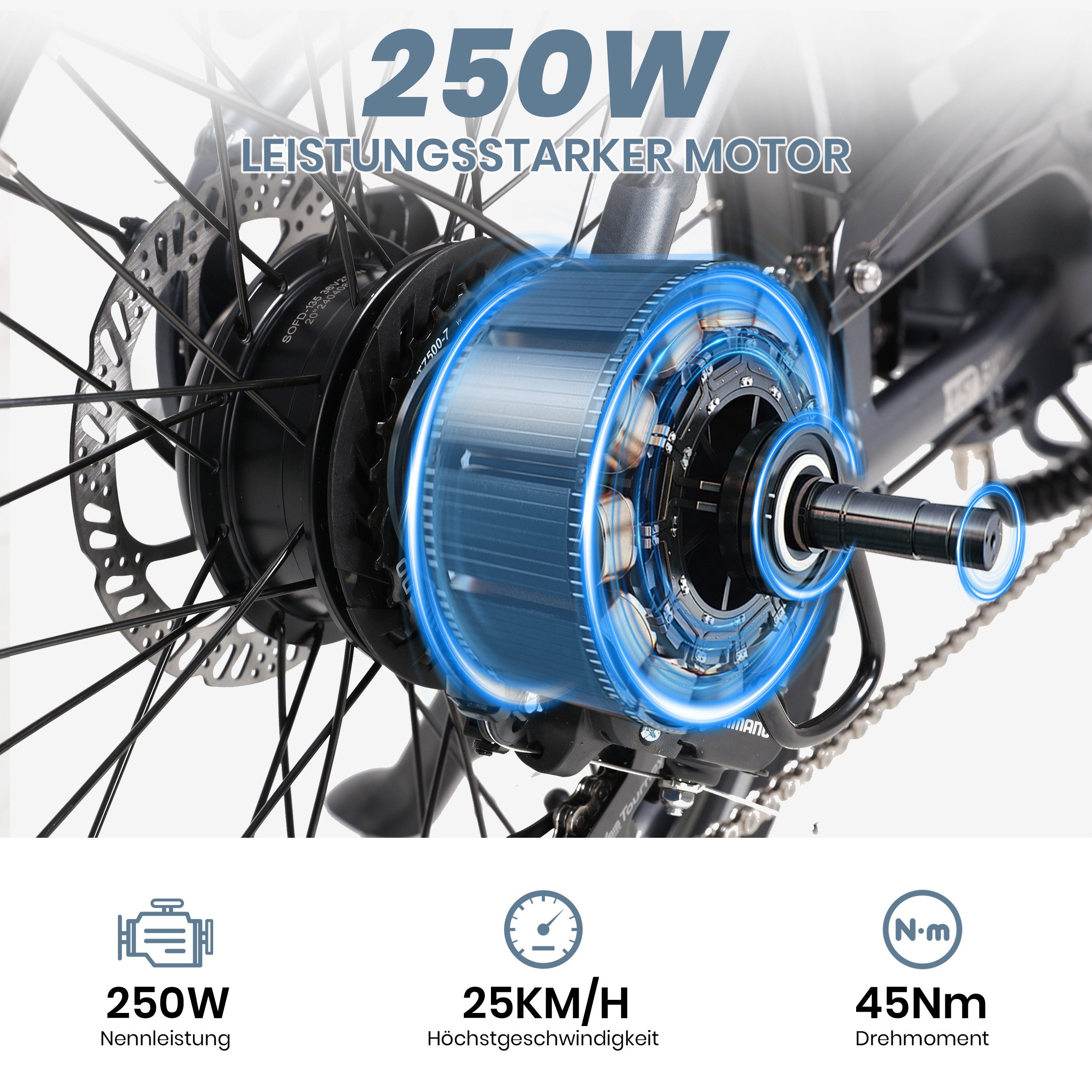 Thumbnail - Vankel E-Bike Klapprad 20×2,125'' Damen&Herren, Ace Pro E-Citybike mit Sitzrohrakku, 7 Gang Shimano, Kettenschaltung, He...