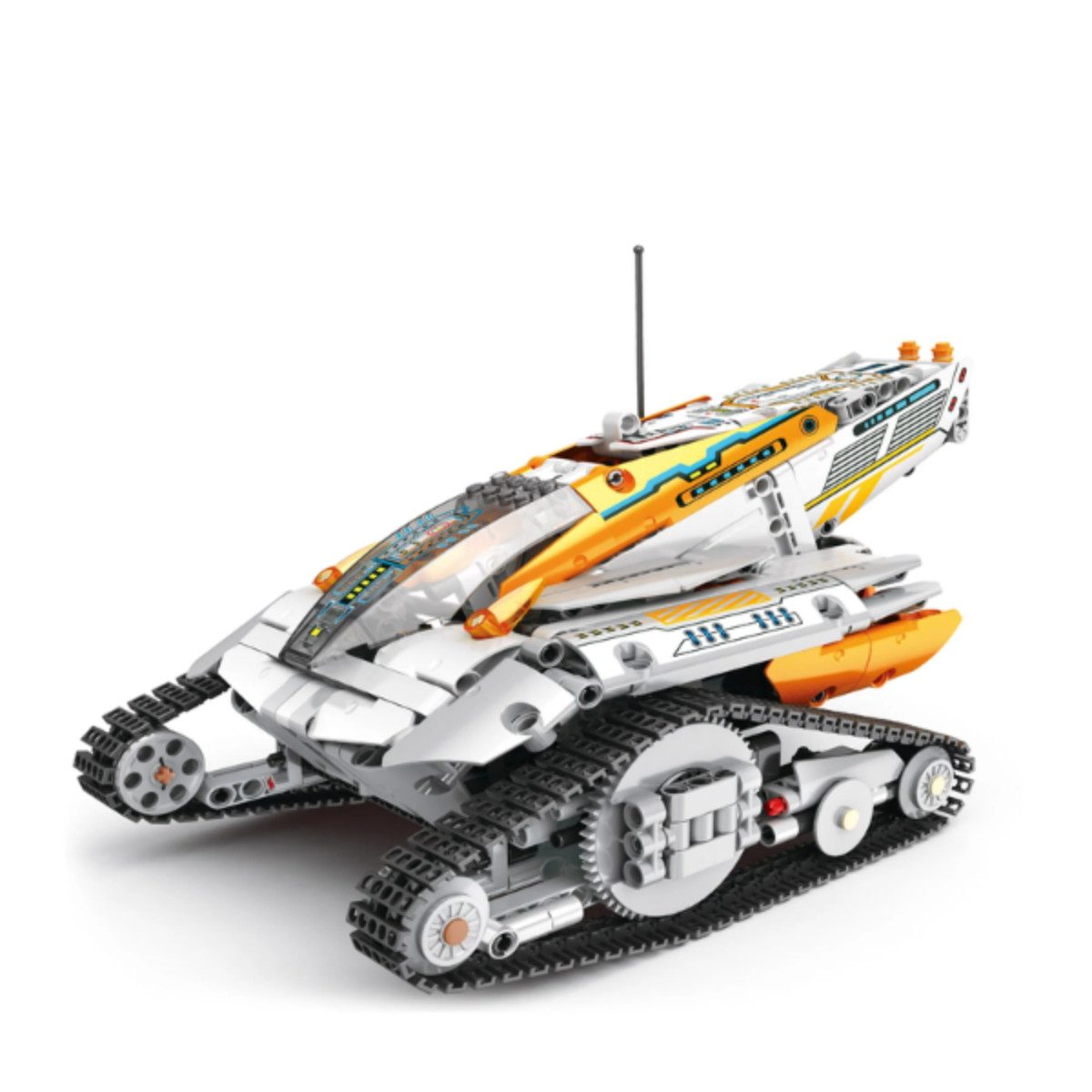 Reobrix 99001 Spielbausteine, (Klemmbaustein Set, 700 St., Bauset), Motorisiertes Kettenfahrzeug mit Fernsteuerung und App Steuerung