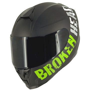 Broken Head Motorradhelm BeProud Sport Grün (Mit Schwarzem Visier), Hochwertiges Design