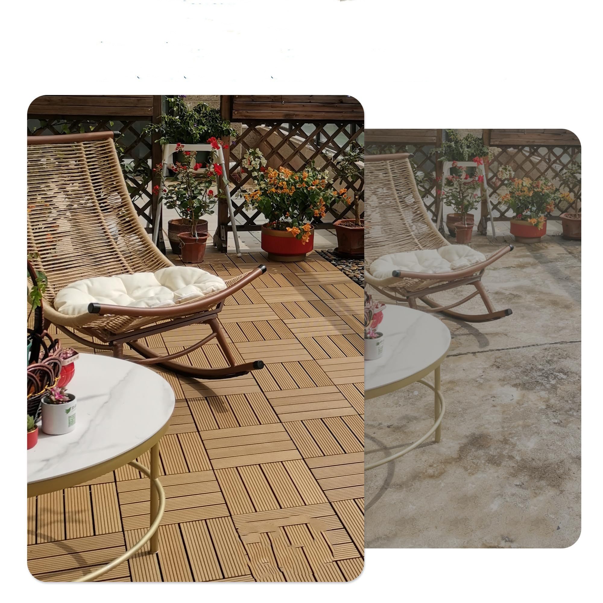 GarveeMore Gartenhaus-Fußboden wasserdichte Verbund-Terrassenfliesen 12x12 Zoll für Balkon, (9 St)