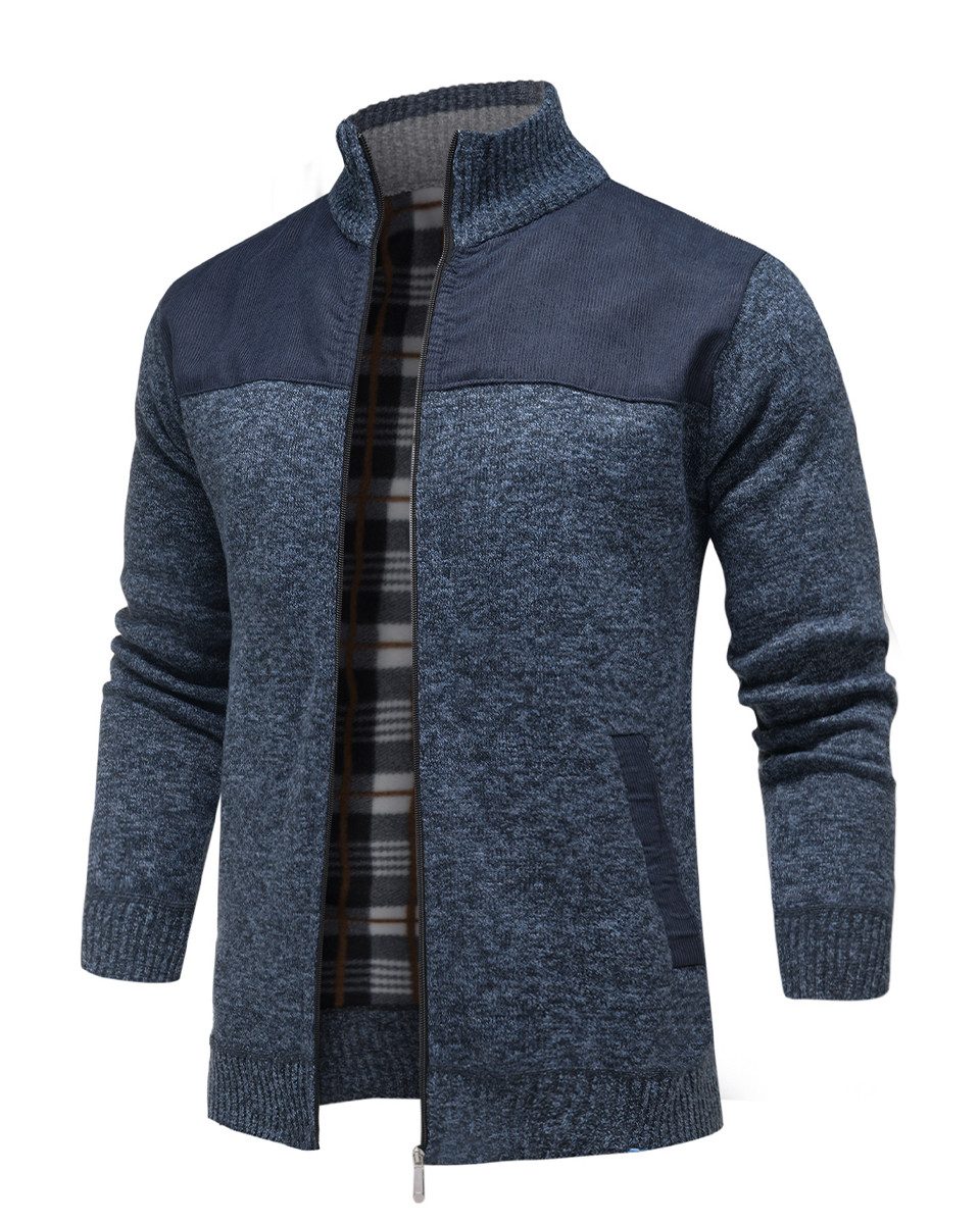 Allthemen Strickjacke mit Reißverschluss Cardigan Stehkragen Pullover Casual