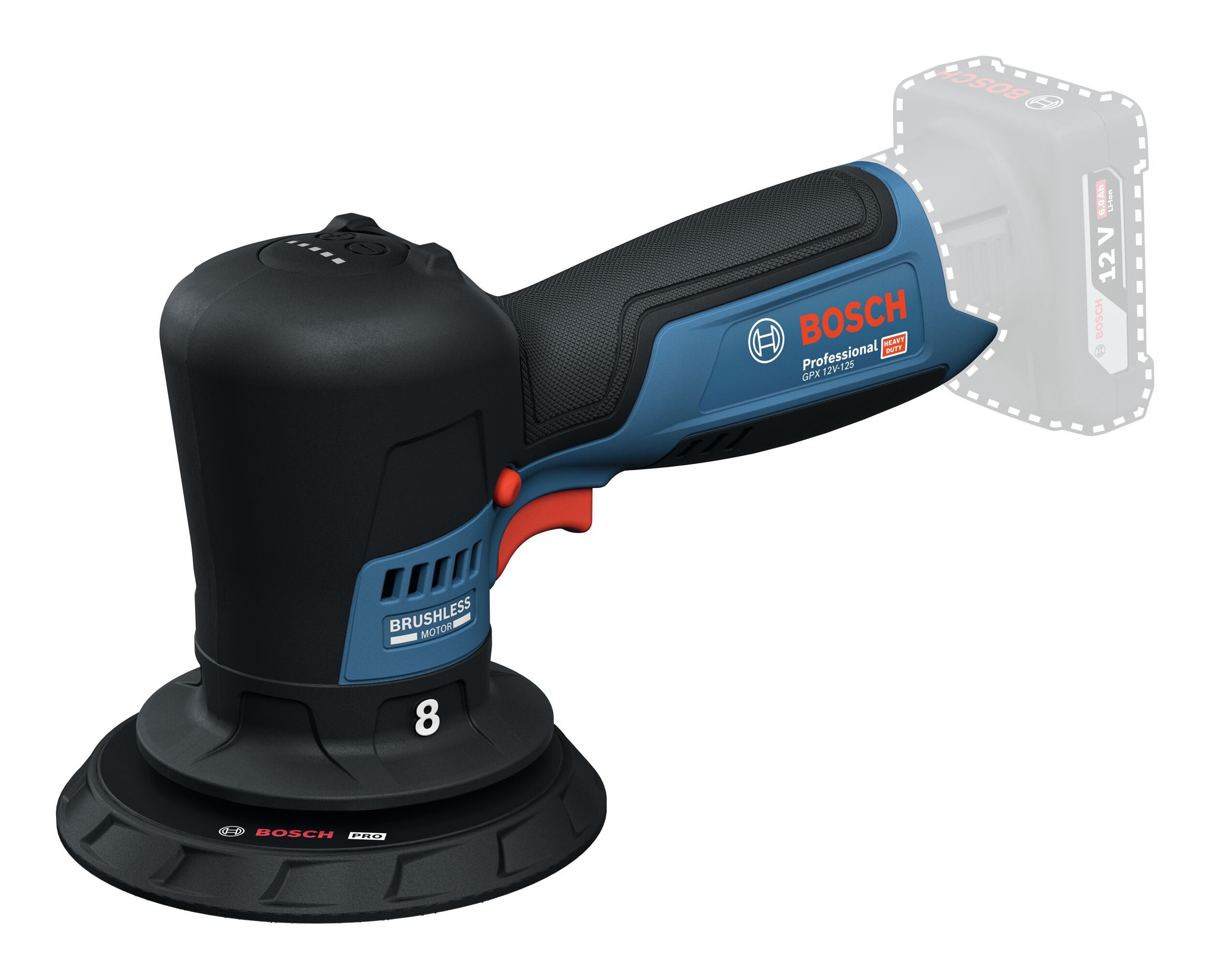 BOSCH Akku-Poliermaschine GPX 12V-125, 7000 max. U/min, Polierer Ohne Akku - im Karton
