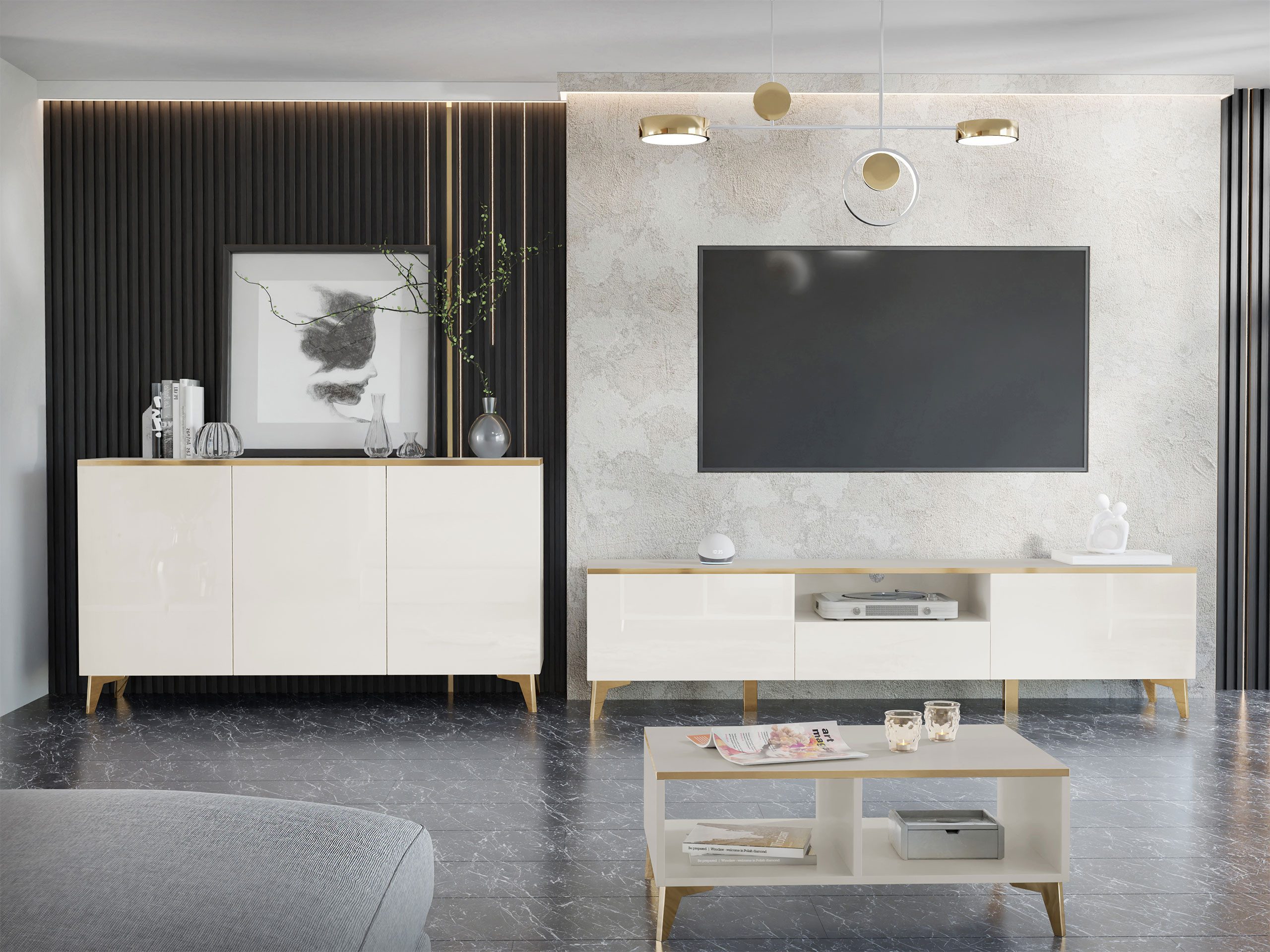 MIRJAN24 Wohnzimmer-Set Aurora I, (Kommode, TV-Lowboard, günstig online kaufen