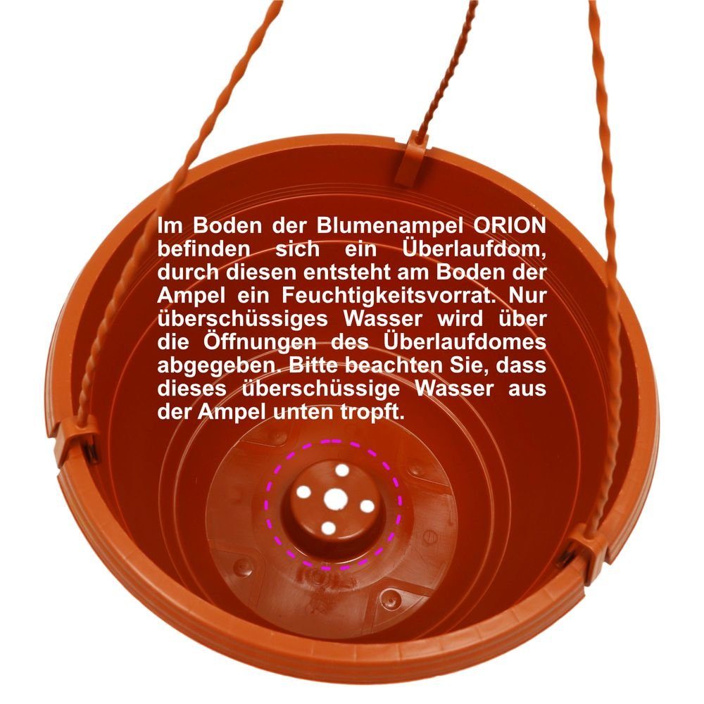Heimwerkercenter Blumentopf MePla - 3 Stück Ampel ORION - UV-beständiger Blumenampel ø25cm - Terra