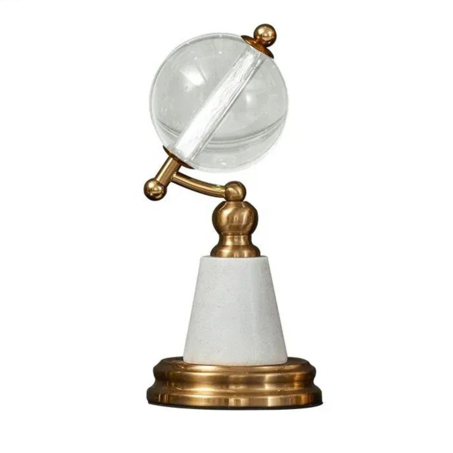 Quality Elegance Dekoobjekt Luxus Kristall Globus auf Marmor Sockel Gold Design 27cm